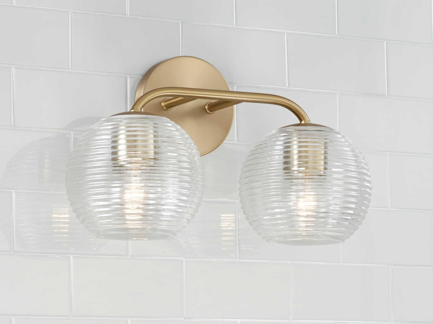 Capital Lighting Dolan 2-Light Matte Brass Glass Vanity Light