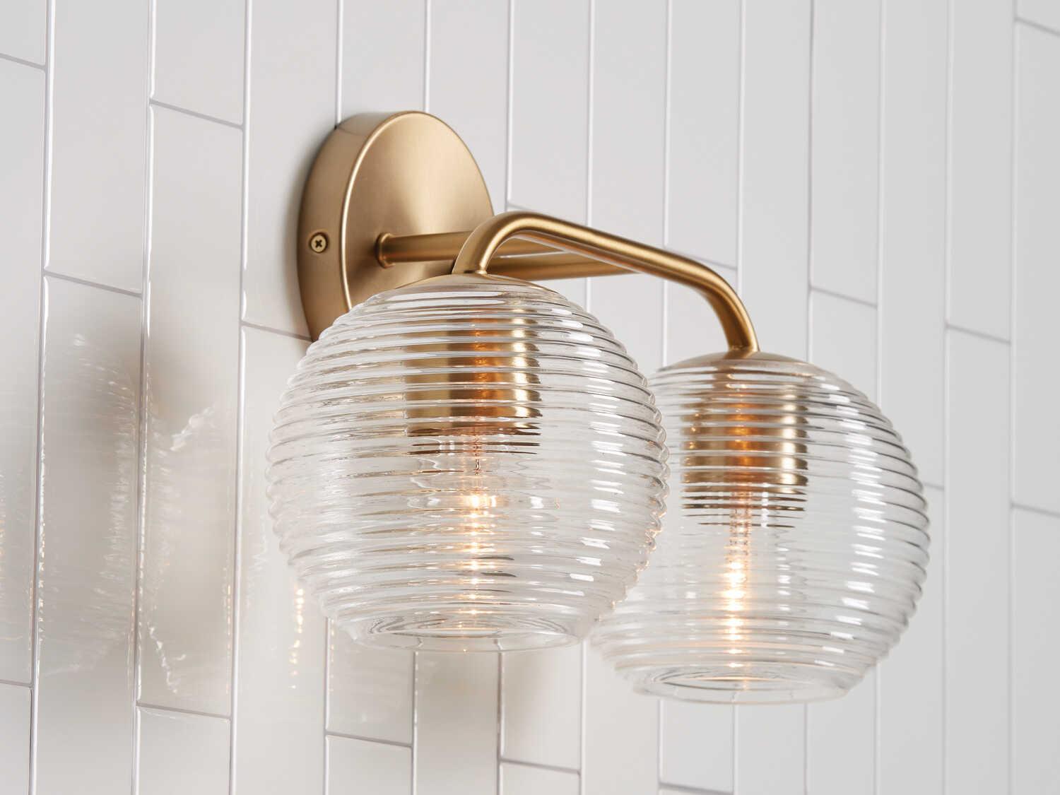 Capital Lighting Dolan 2-Light Matte Brass Glass Vanity Light