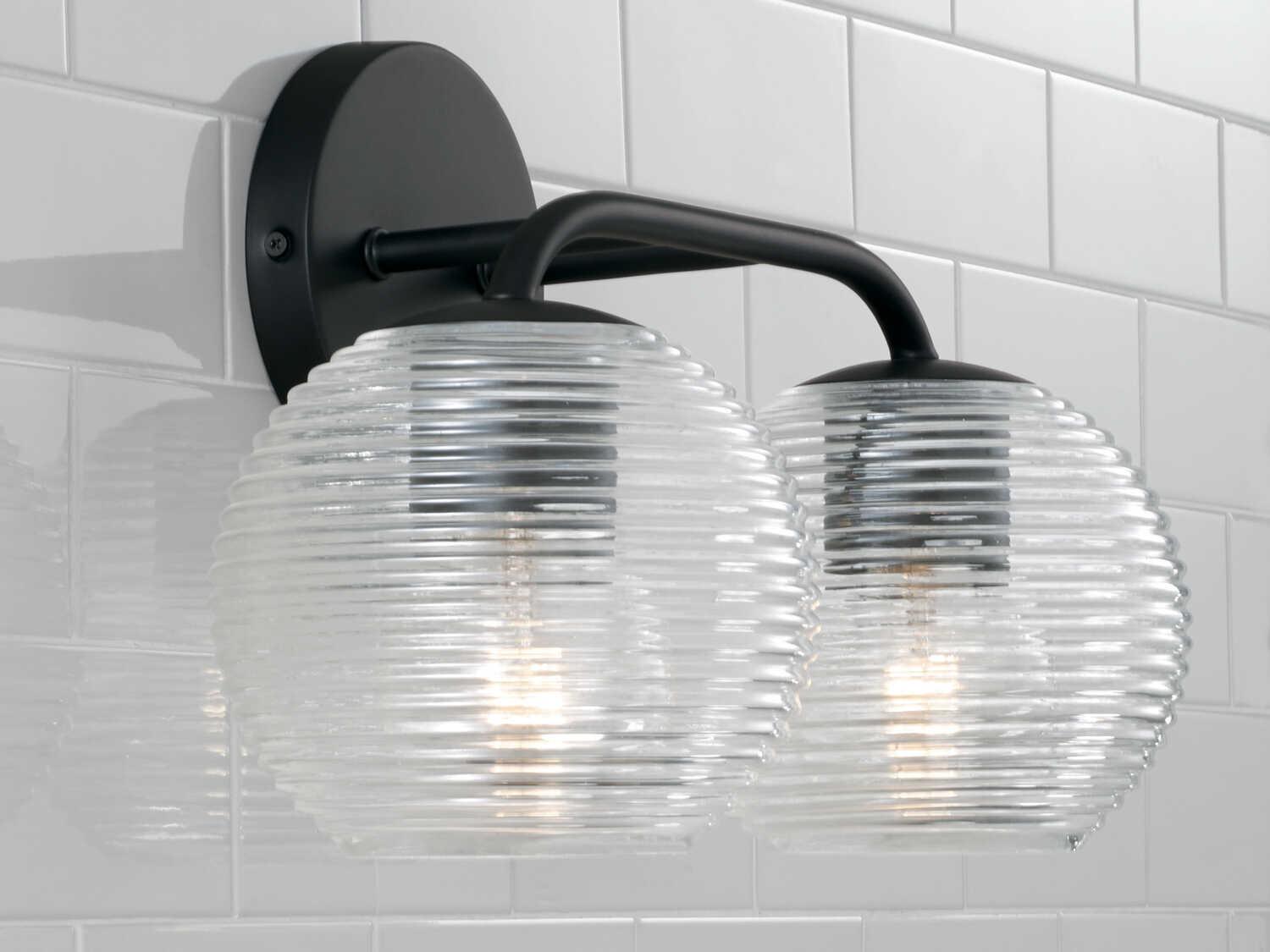 Capital Lighting Dolan 2-Light Matte Black Glass Vanity Light