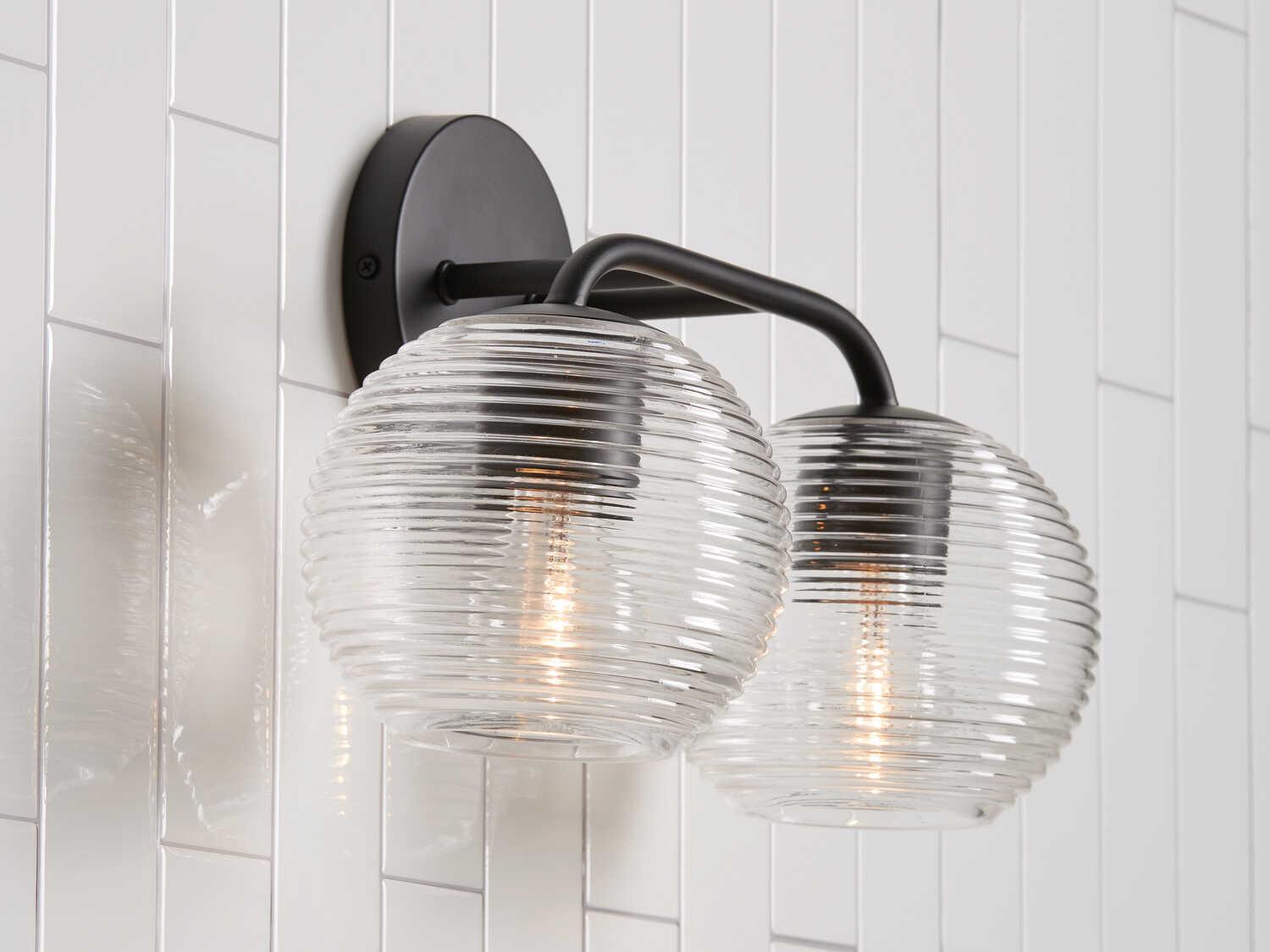 Capital Lighting Dolan 2-Light Matte Black Glass Vanity Light