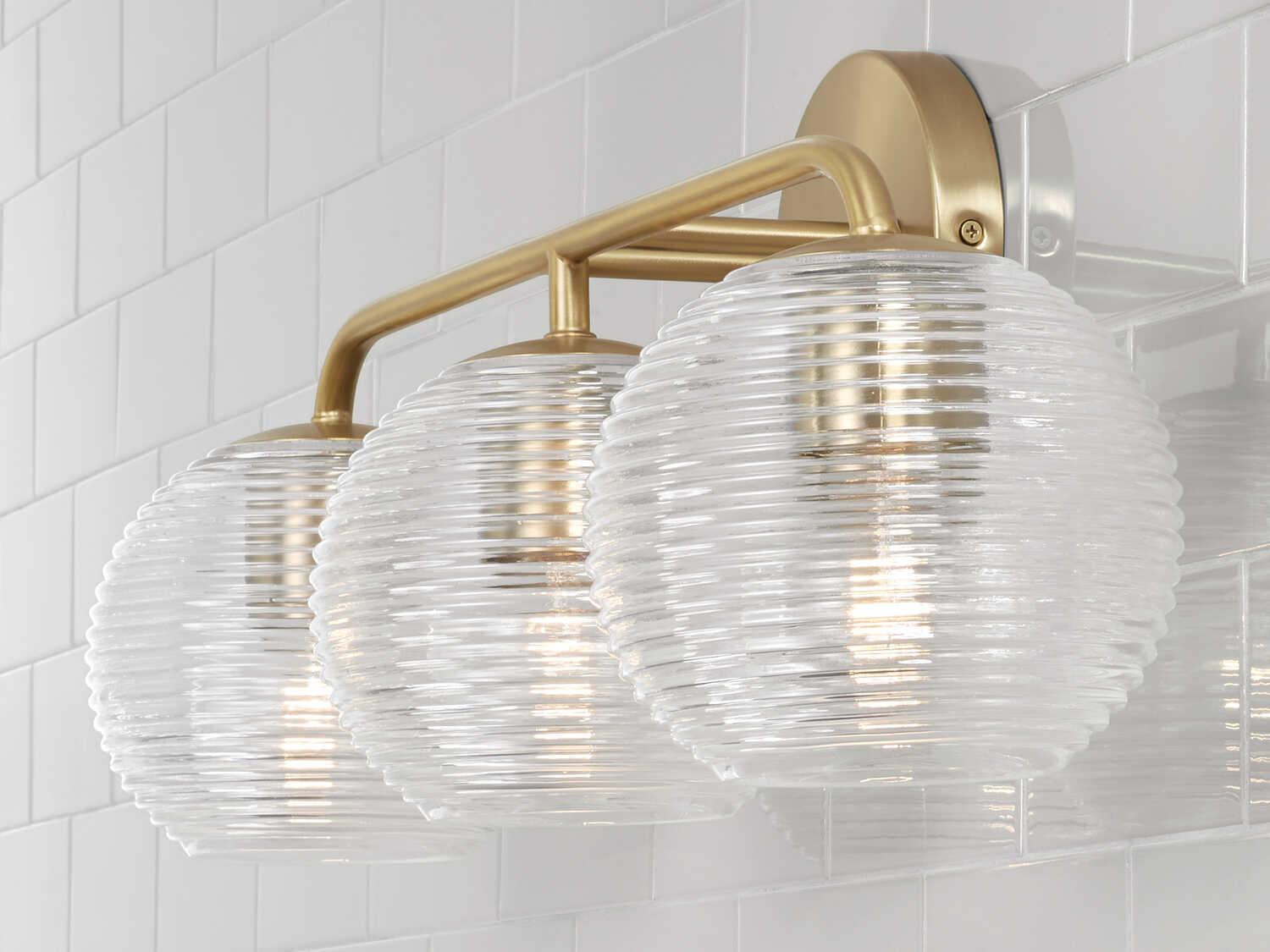 Capital Lighting Dolan 3-Light Matte Brass Glass Vanity Light