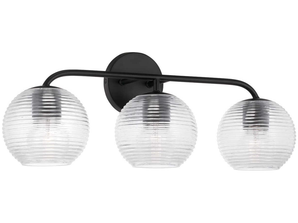 Capital Lighting Dolan 3-Light Matte Black Glass Vanity Light