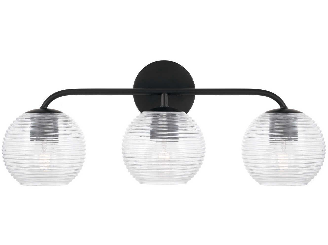 Capital Lighting Dolan 3-Light Matte Black Glass Vanity Light