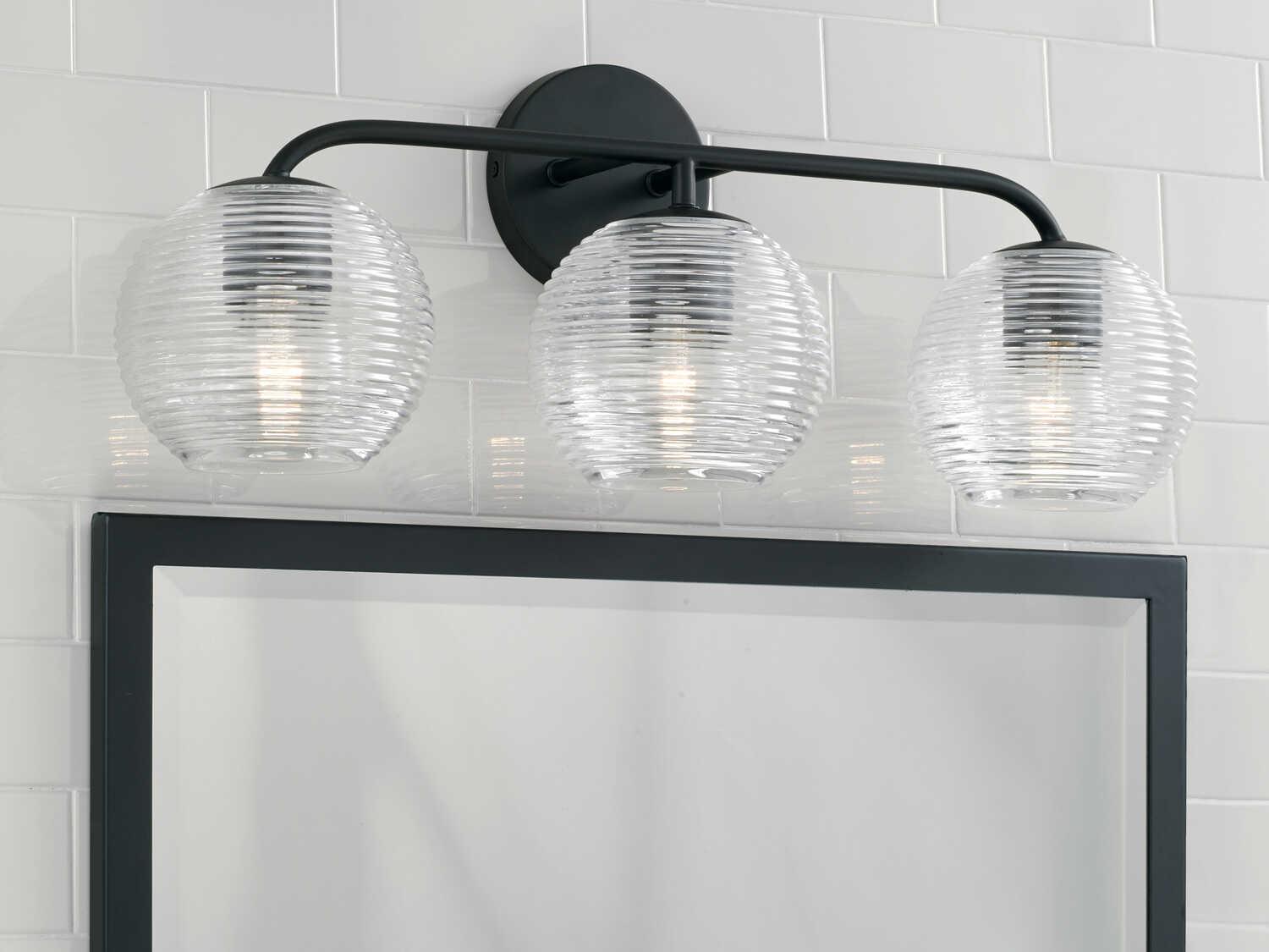 Capital Lighting Dolan 3-Light Matte Black Glass Vanity Light