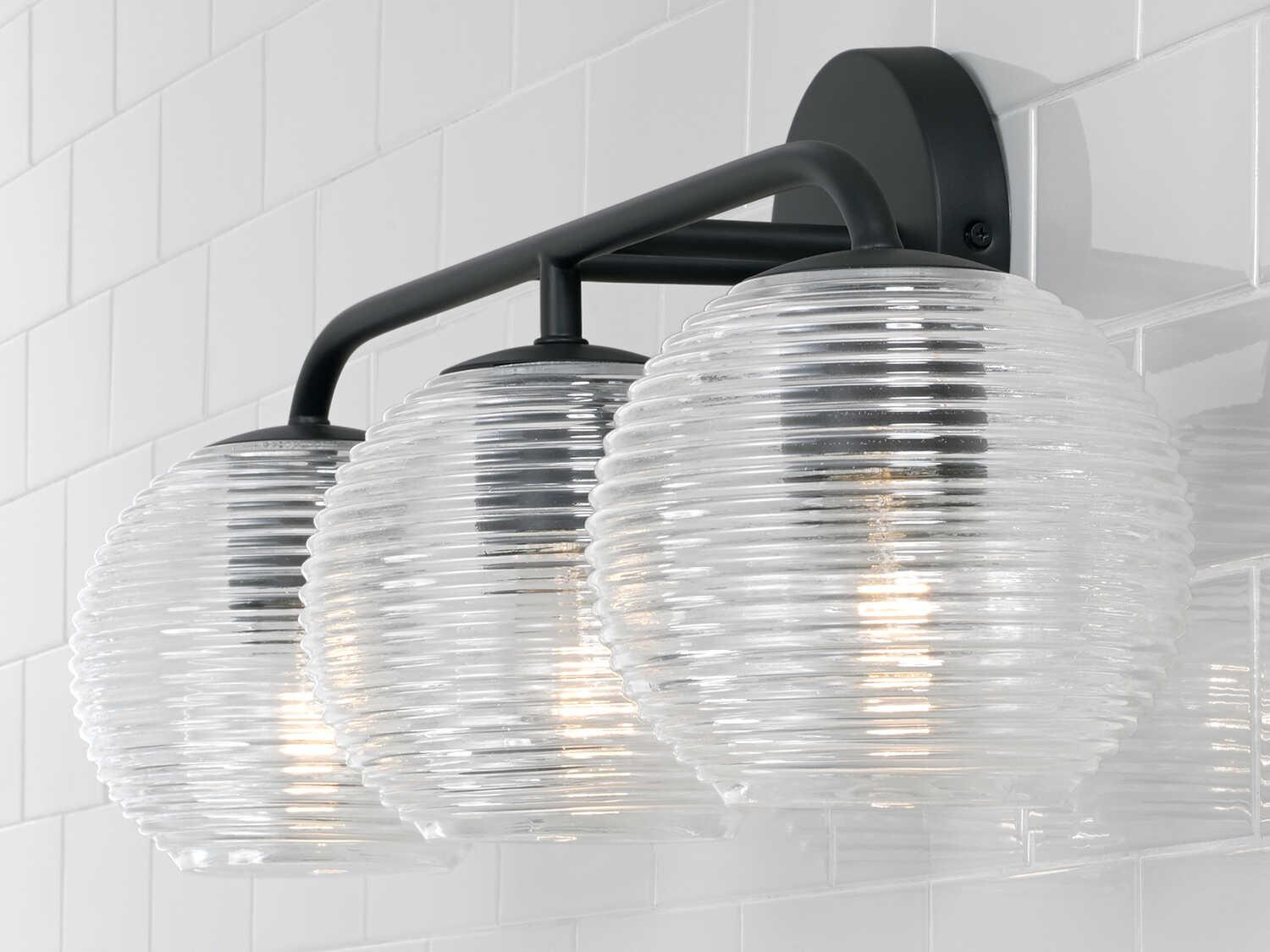 Capital Lighting Dolan 3-Light Matte Black Glass Vanity Light