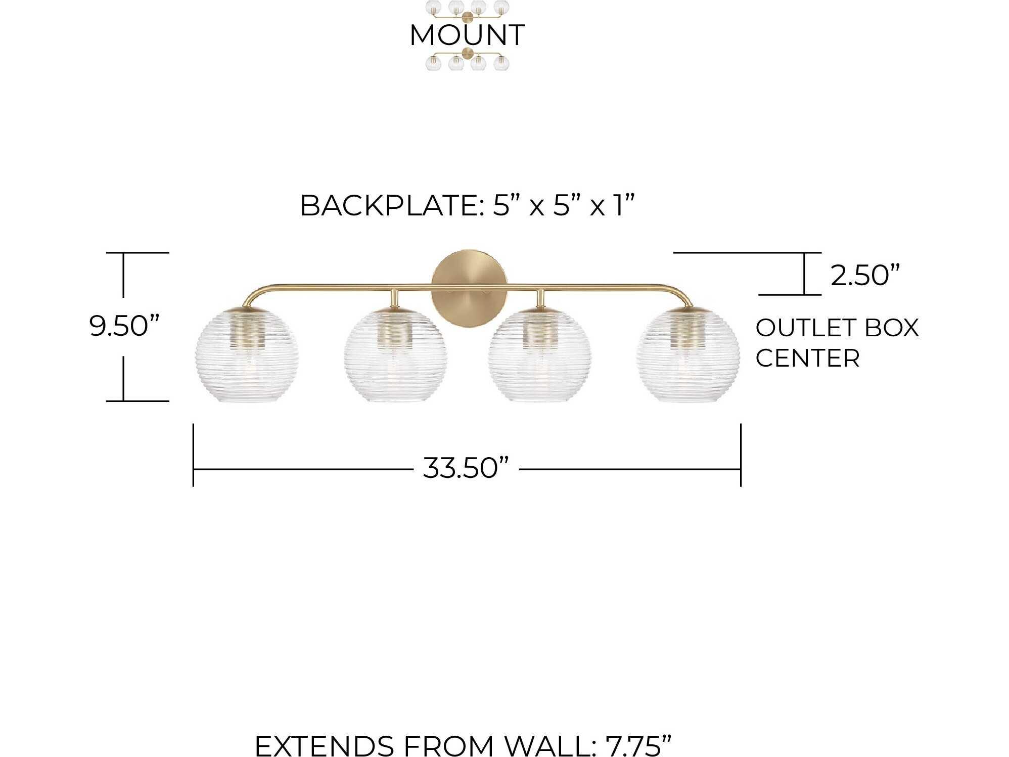 Capital Lighting Dolan 4-Light Matte Brass Glass Vanity Light