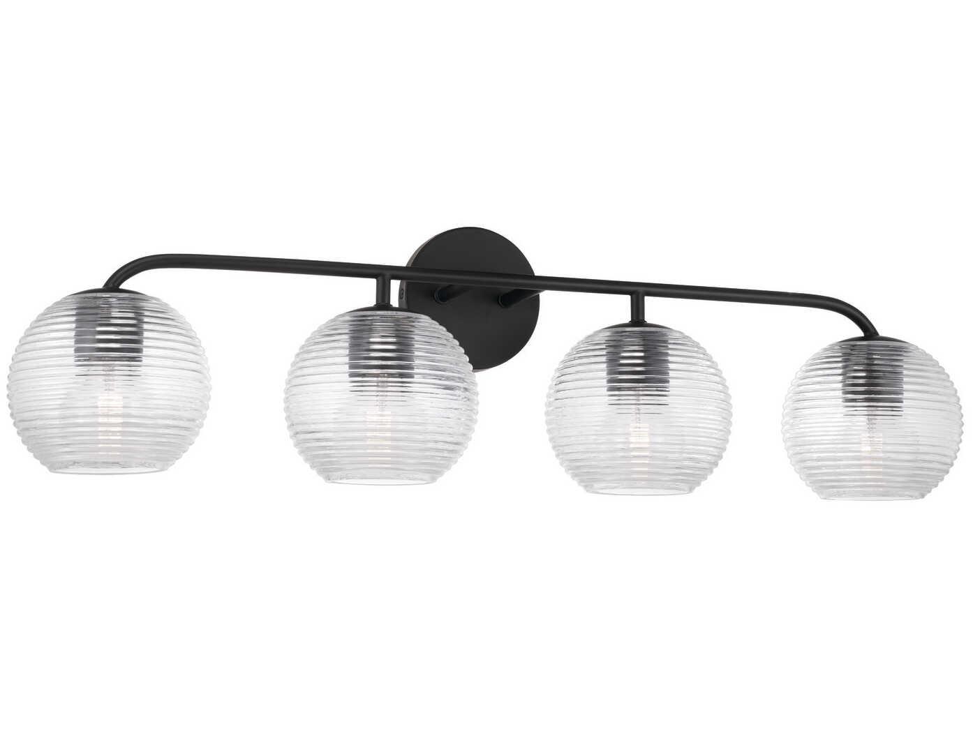Capital Lighting Dolan 4-Light Matte Black Glass Vanity Light