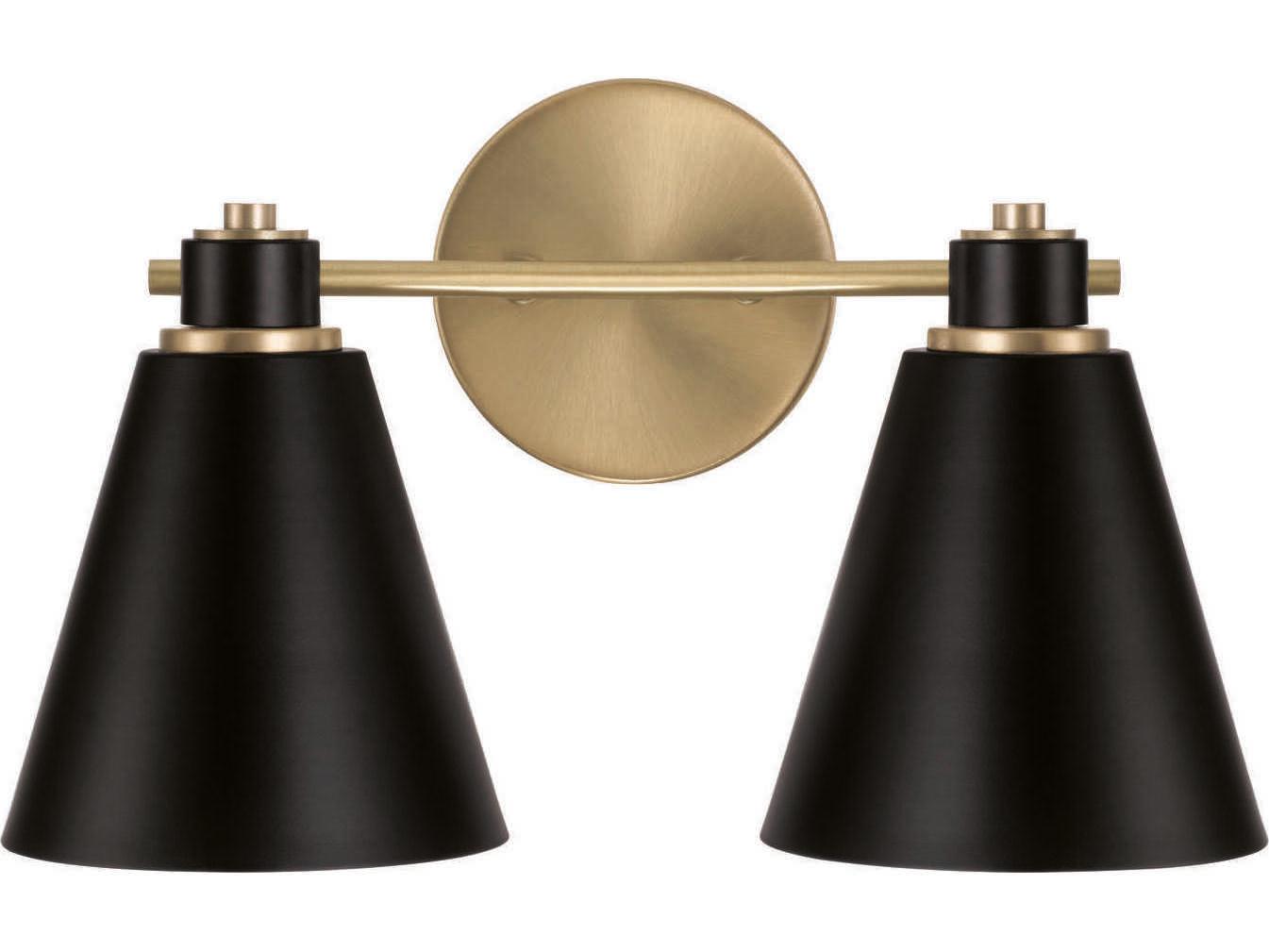 Capital Lighting Bradley 2-Light Aged Brass Black Vanity Light