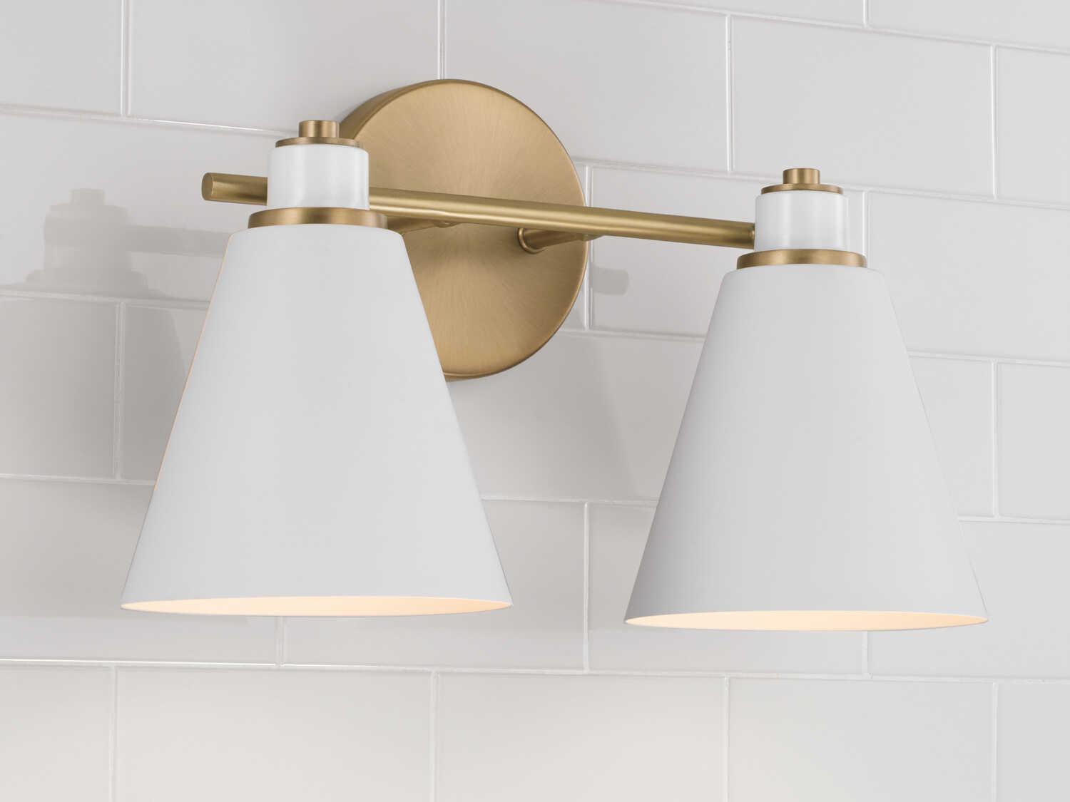 Capital Lighting Bradley 2-Light Aged Brass White Vanity Light
