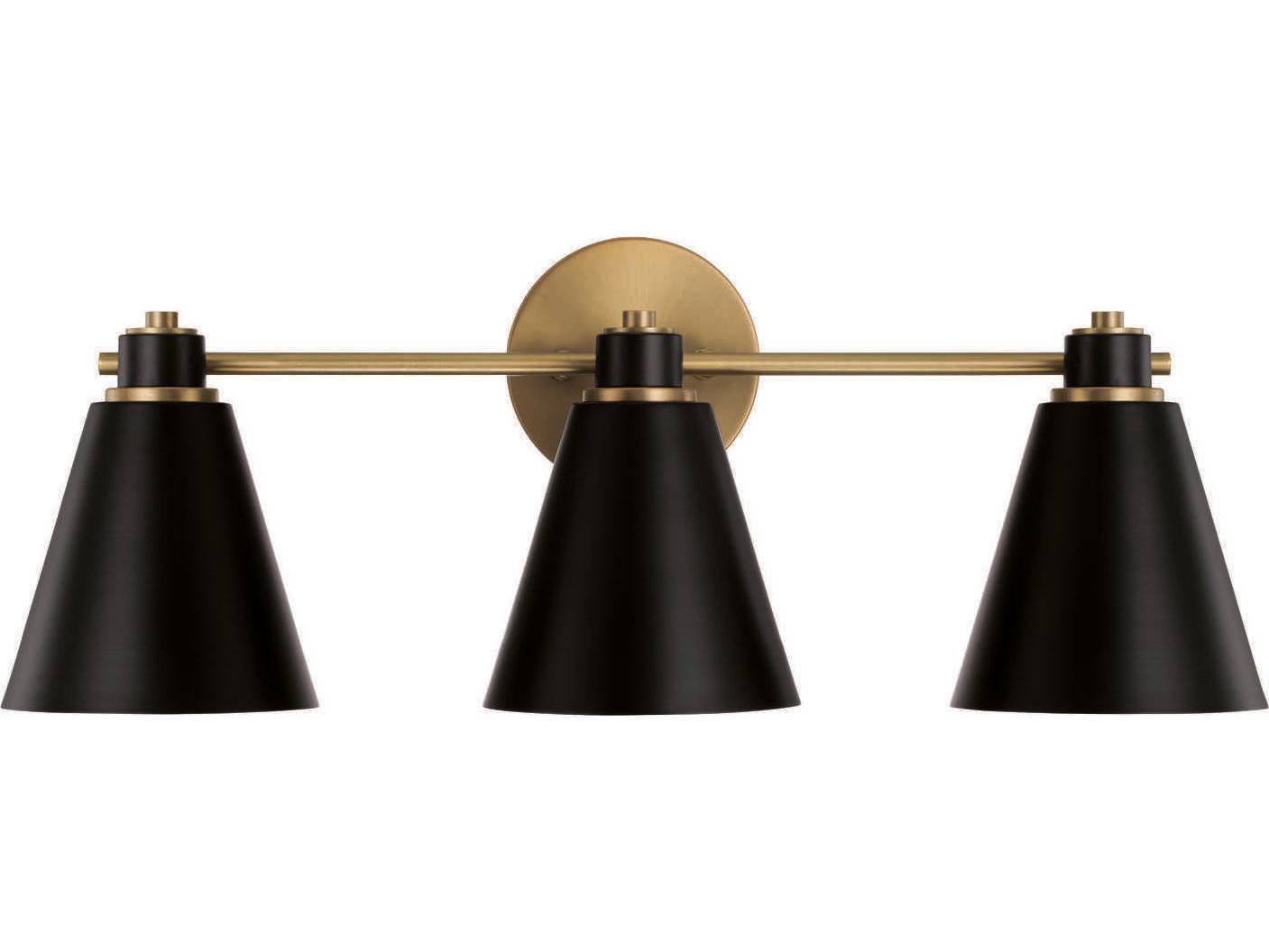 Capital Lighting Bradley 3-Light Aged Brass Black Vanity Light