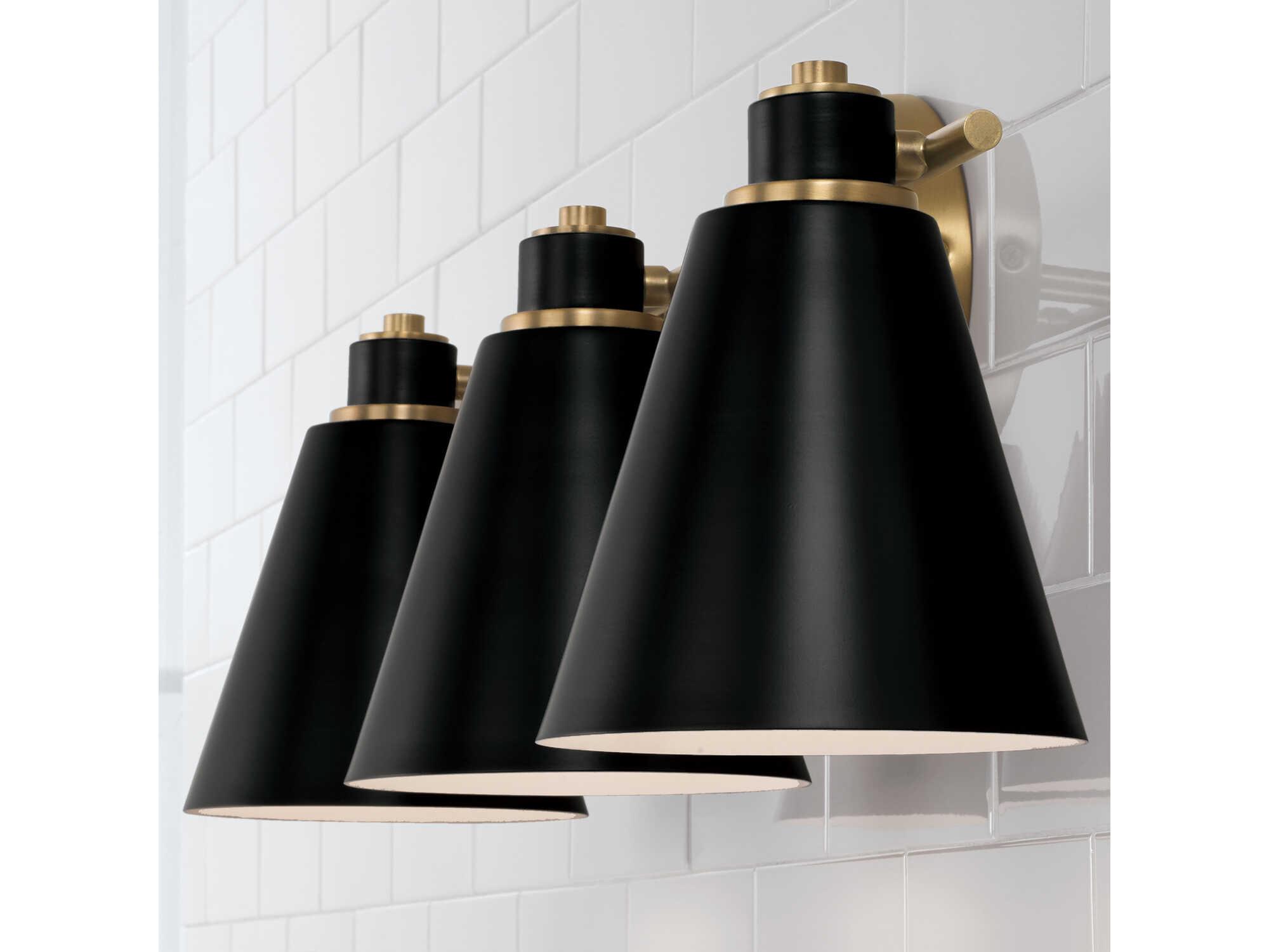 Capital Lighting Bradley 3-Light Aged Brass Black Vanity Light