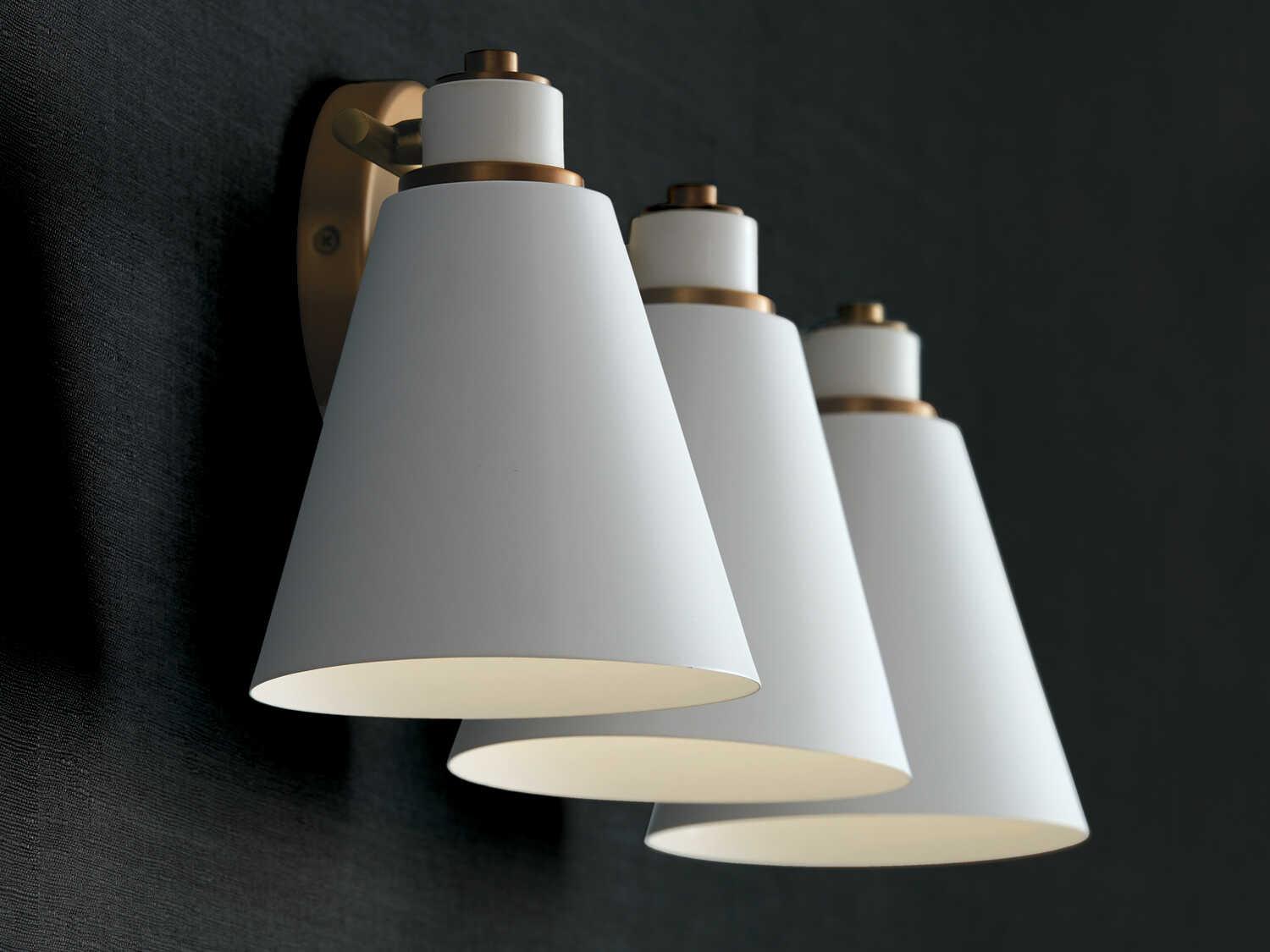 Capital Lighting Bradley 3-Light Aged Brass White Vanity Light