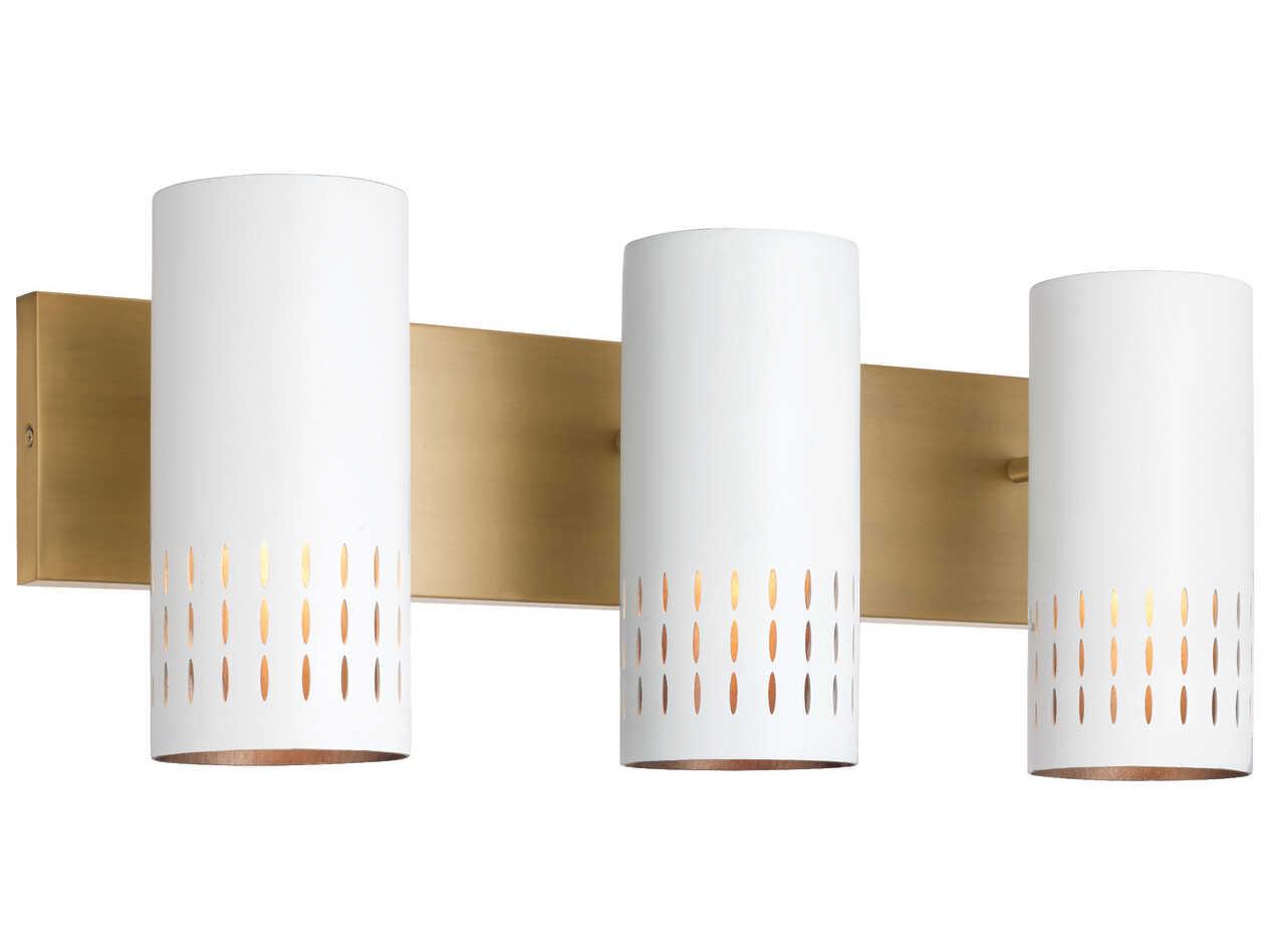 Capital Lighting Dash 3-Light Aged Brass White Vanity Light