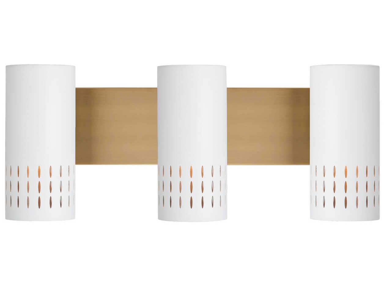 Capital Lighting Dash 3-Light Aged Brass White Vanity Light