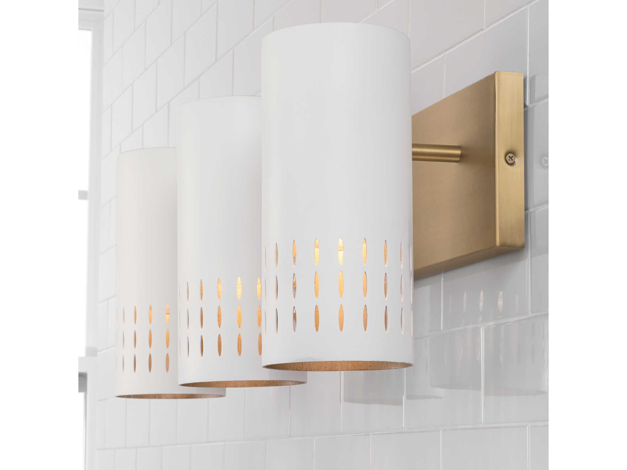 Capital Lighting Dash 3-Light Aged Brass White Vanity Light