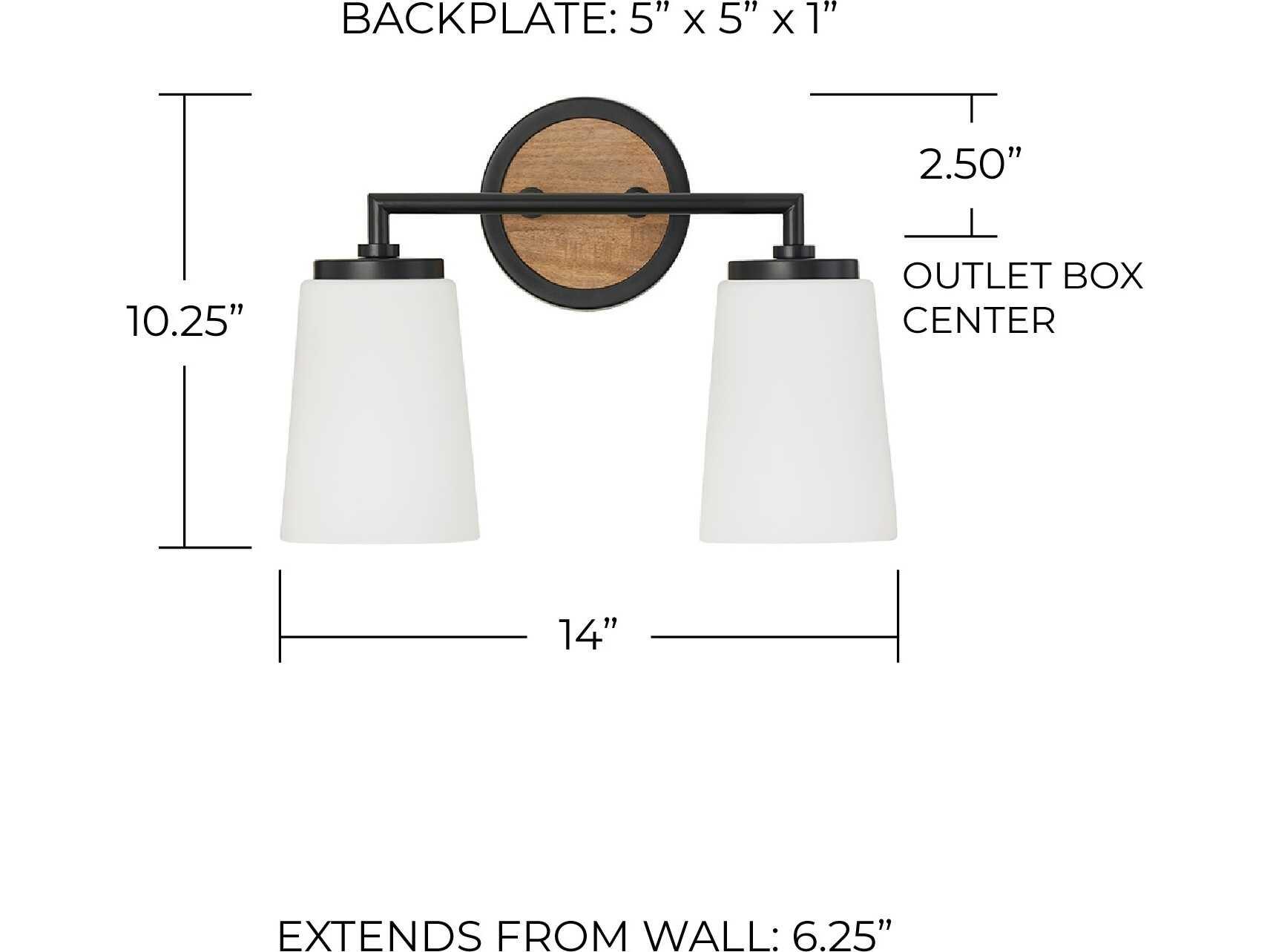Capital Lighting Jonah 2-Light Light Wood And Matte Black Vanity