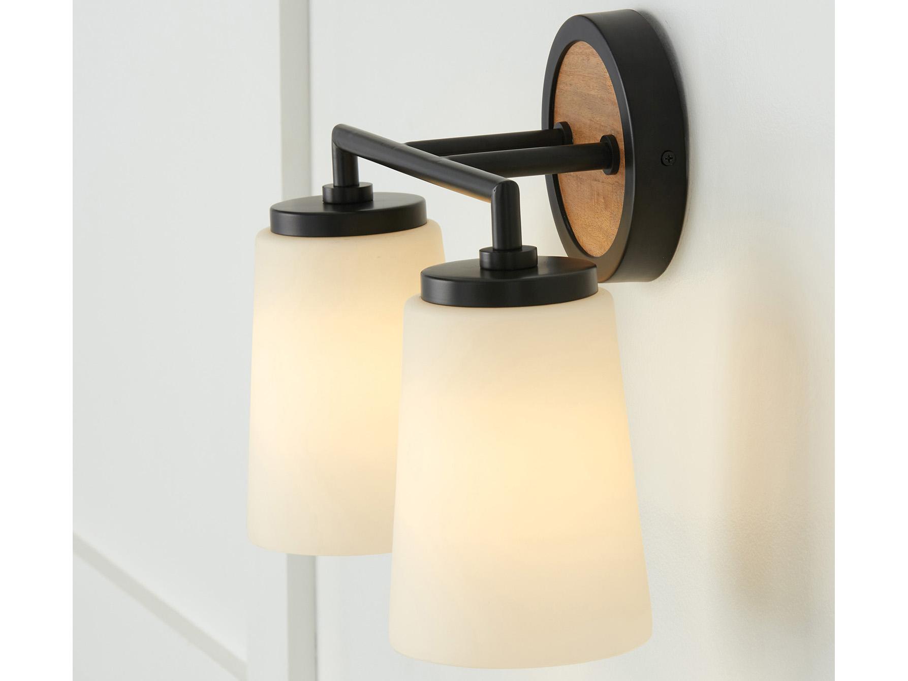 Capital Lighting Jonah 2-Light Light Wood And Matte Black Vanity