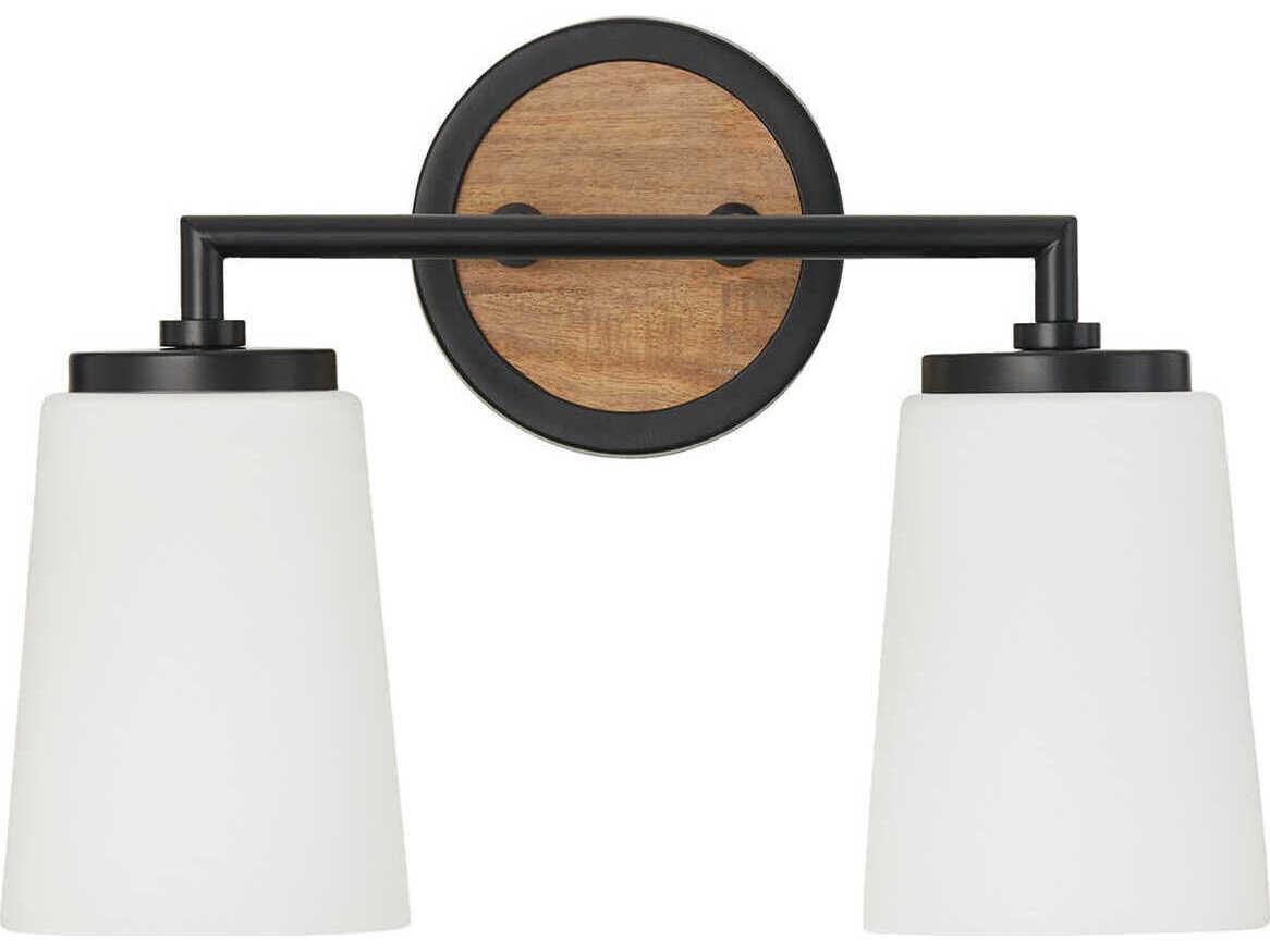 Capital Lighting Jonah 2-Light Light Wood And Matte Black Vanity