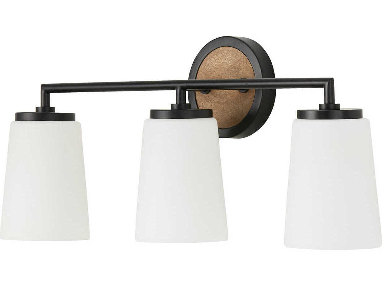 Capital Lighting Jonah 3-Light Light Wood And Matte Black Vanity