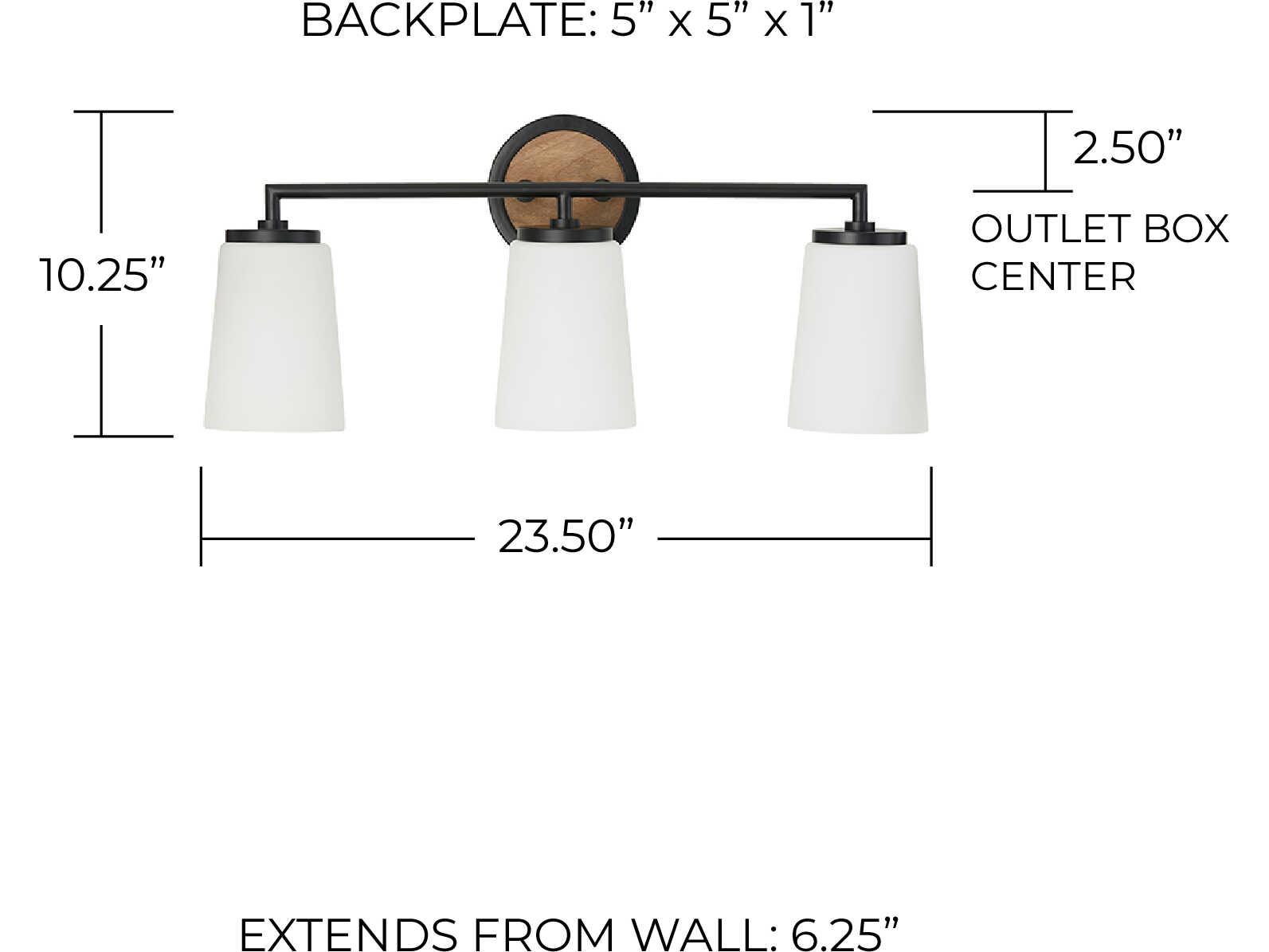 Capital Lighting Jonah 3-Light Light Wood And Matte Black Vanity