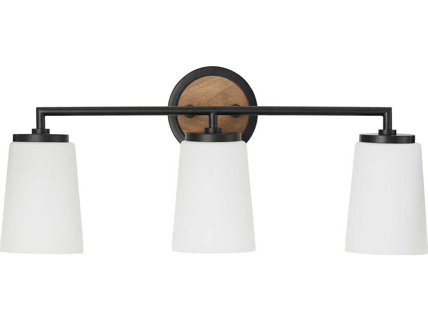 Capital Lighting Jonah 3-Light Light Wood And Matte Black Vanity