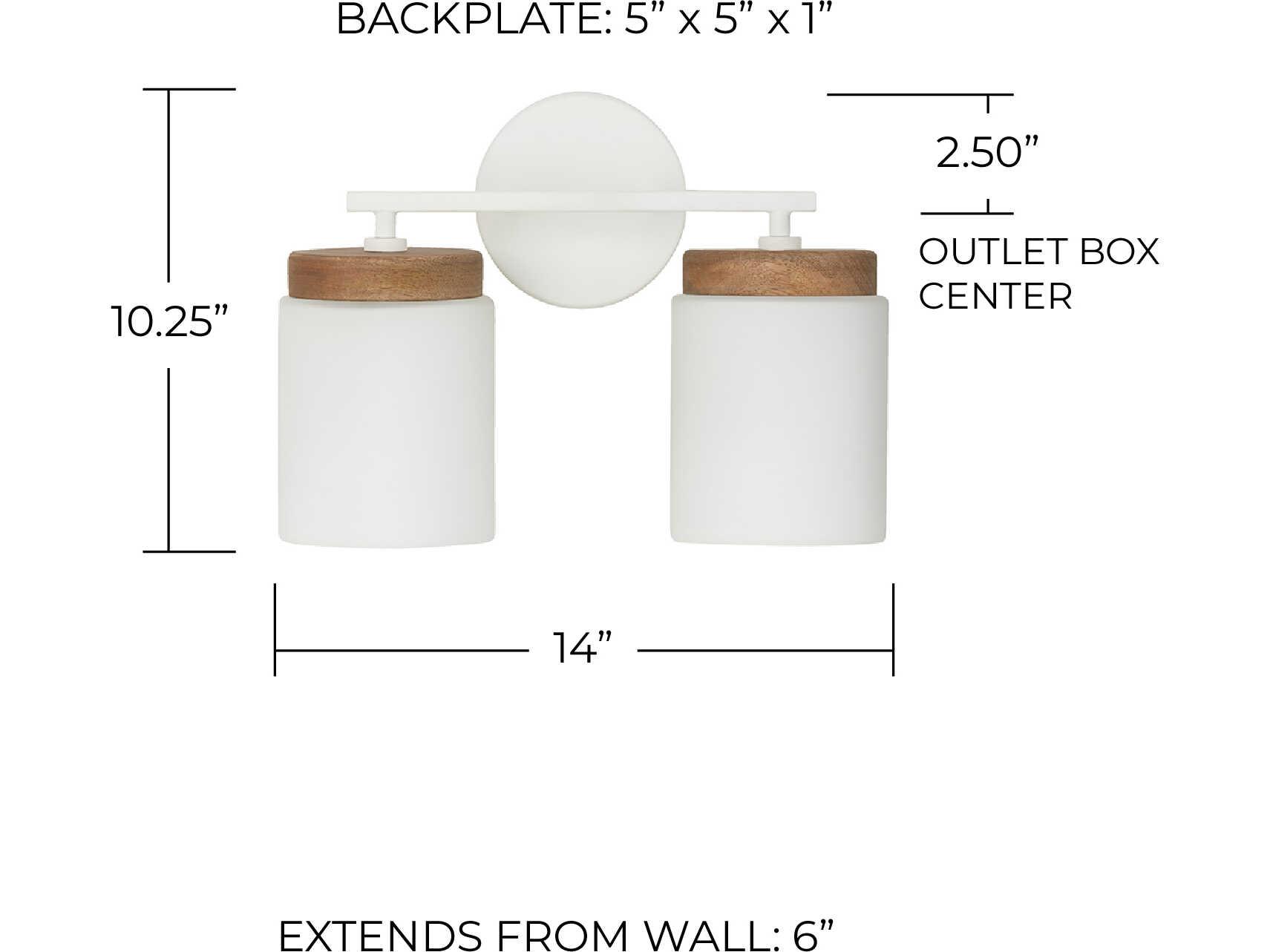 Capital Lighting Liam 2-Light Light Wood And White Vanity
