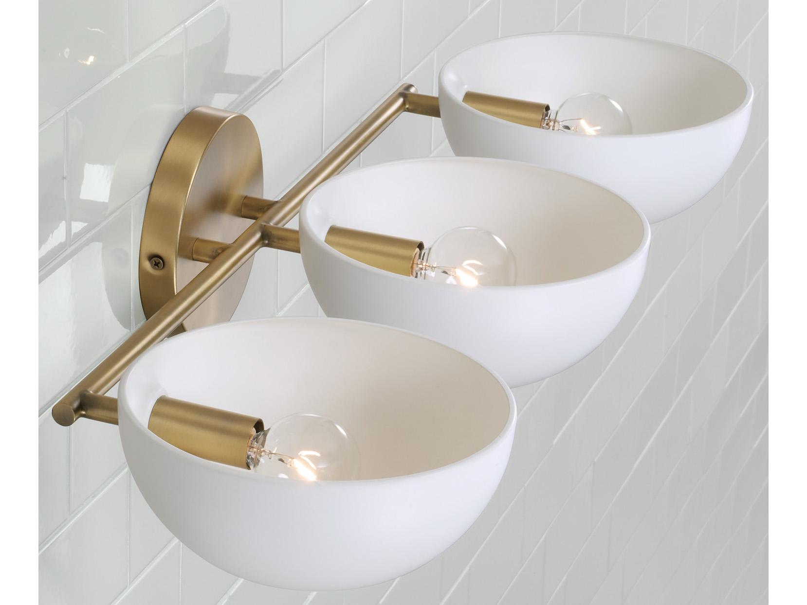 Capital Lighting Reece 3-Light Aged Brass And White Vanity Light