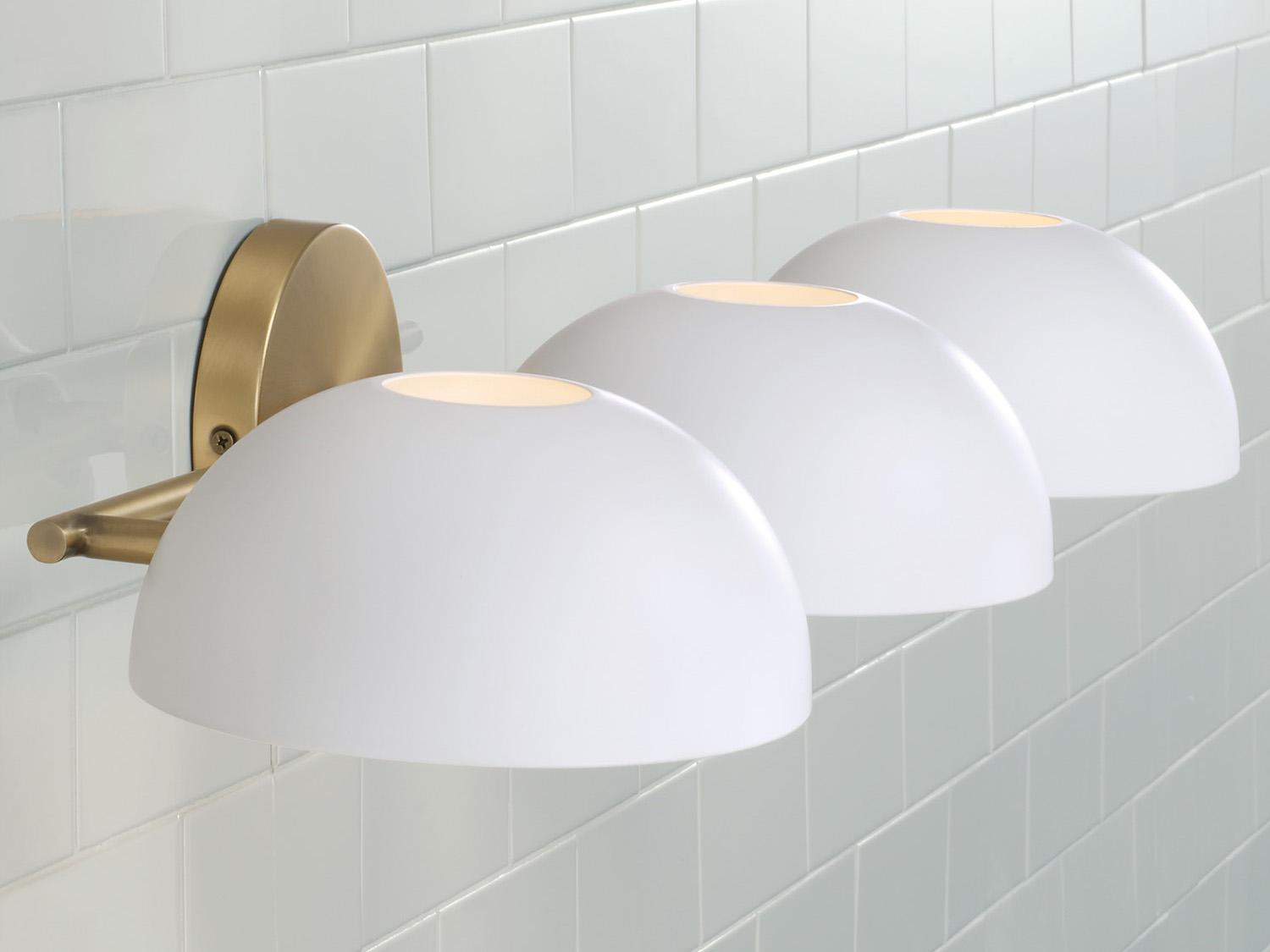 Capital Lighting Reece 3-Light Aged Brass And White Vanity Light