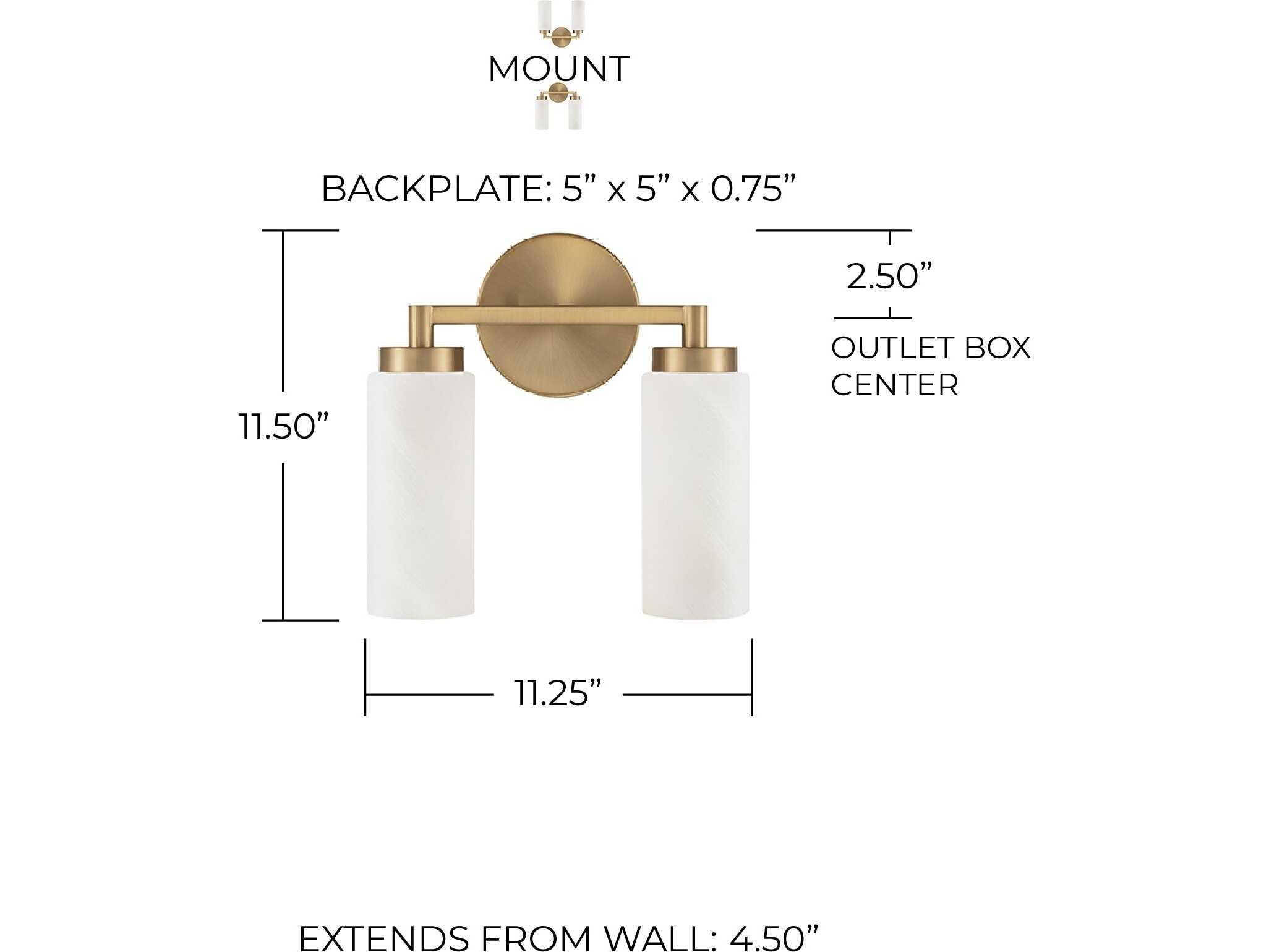 Capital Lighting Alyssa 2-Light Aged Brass Vanity Light