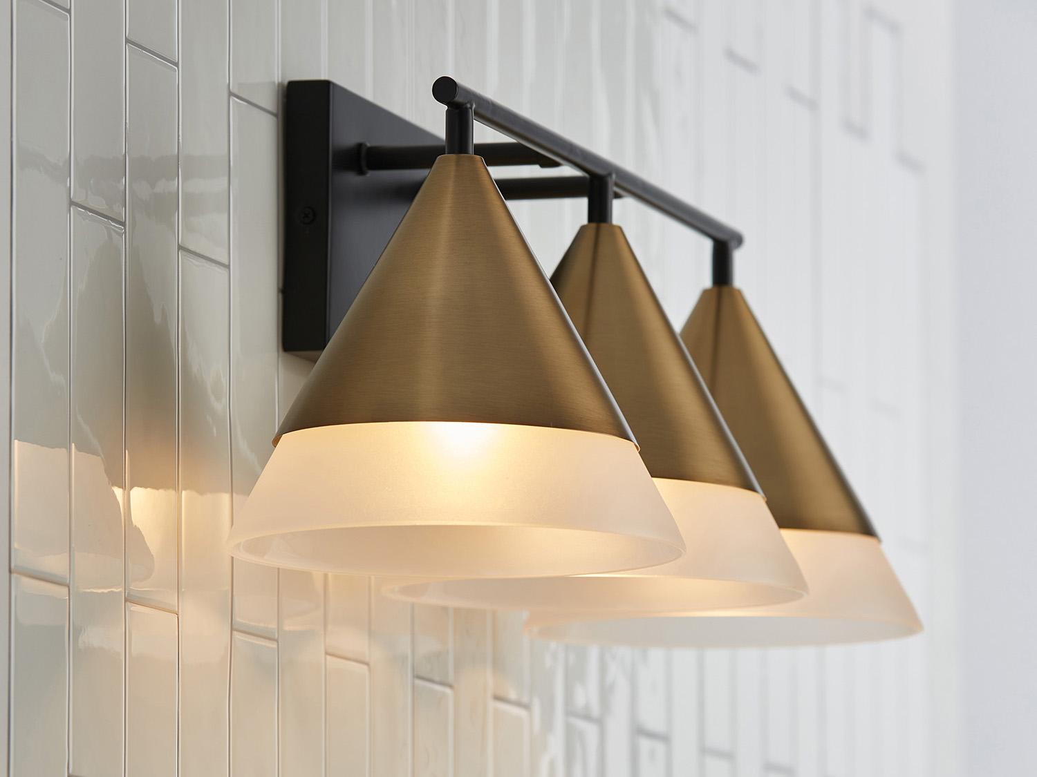 Capital Lighting Avant 3-Light Aged Brass And Black Vanity Light