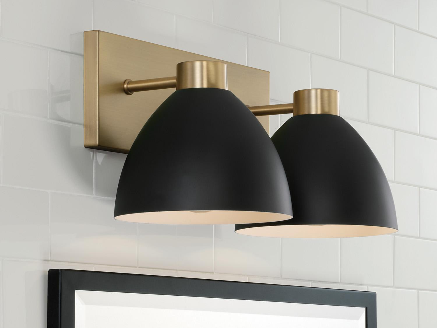 Capital Lighting Ross 2-Light Aged Brass And Black Vanity Light