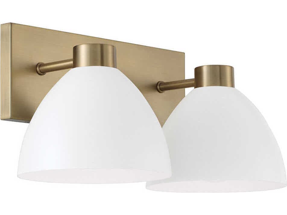 Capital Lighting Ross 2-Light Aged Brass And White Vanity Light