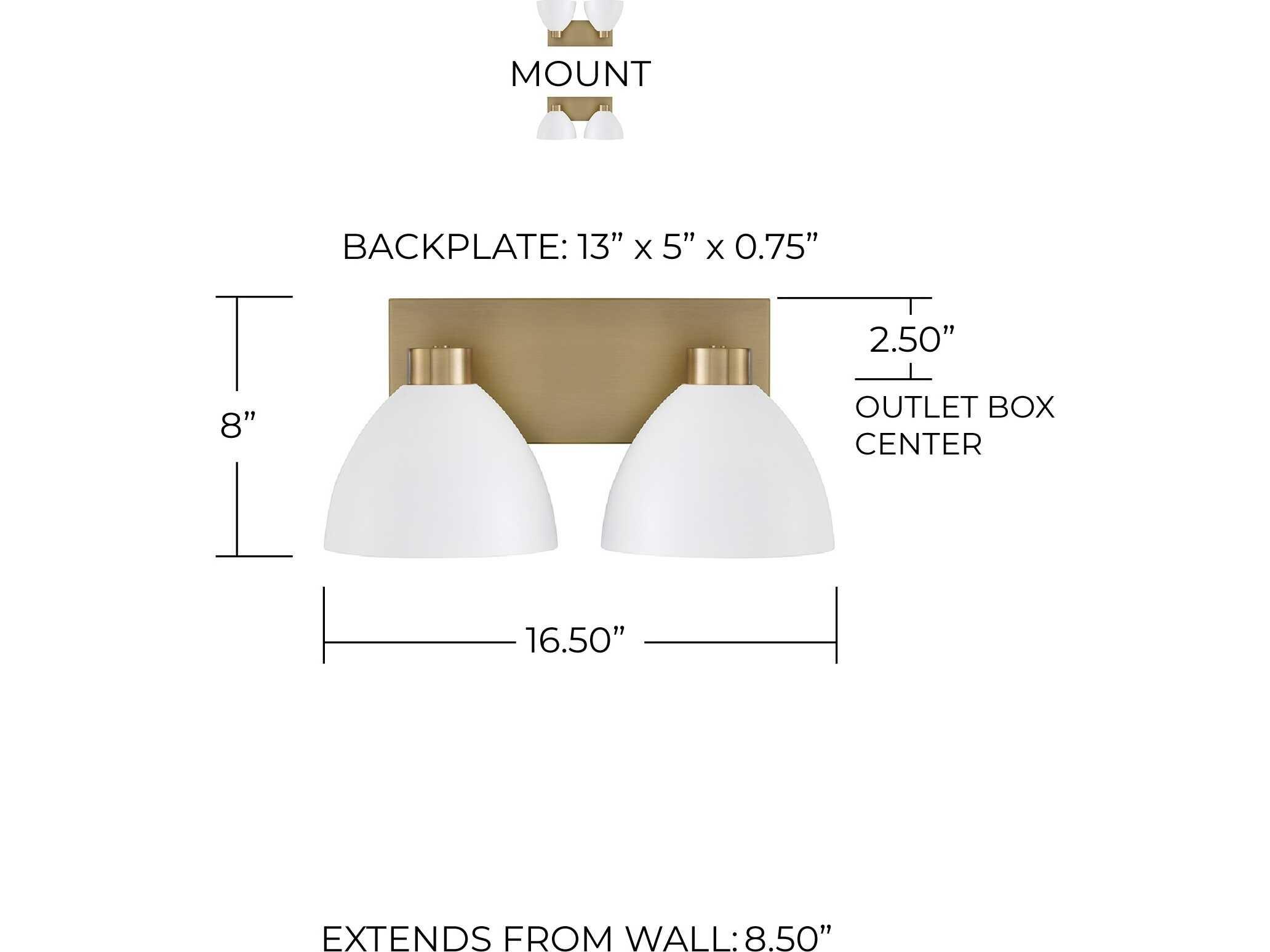 Capital Lighting Ross 2-Light Aged Brass And White Vanity Light