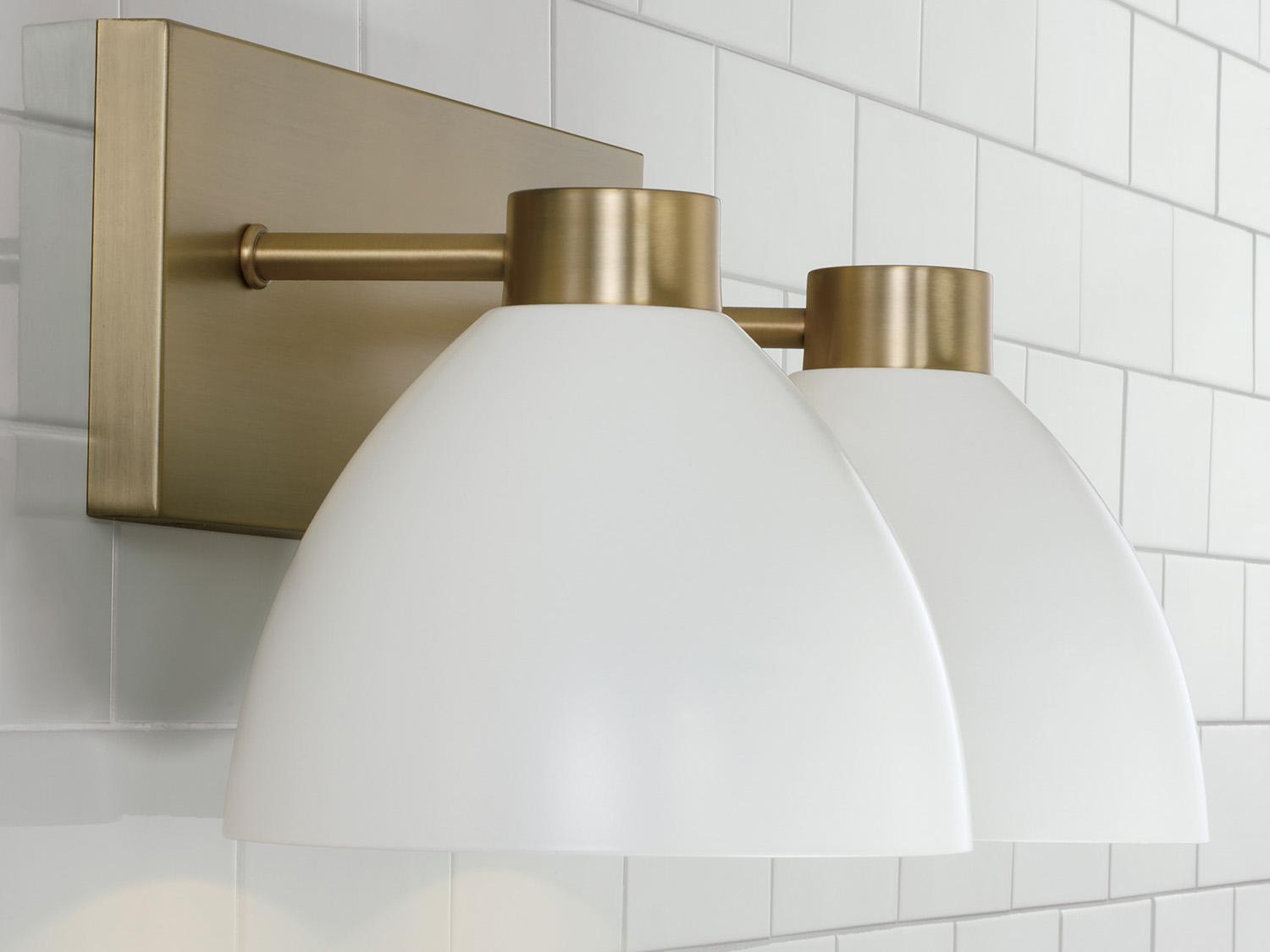 Capital Lighting Ross 2-Light Aged Brass And White Vanity Light