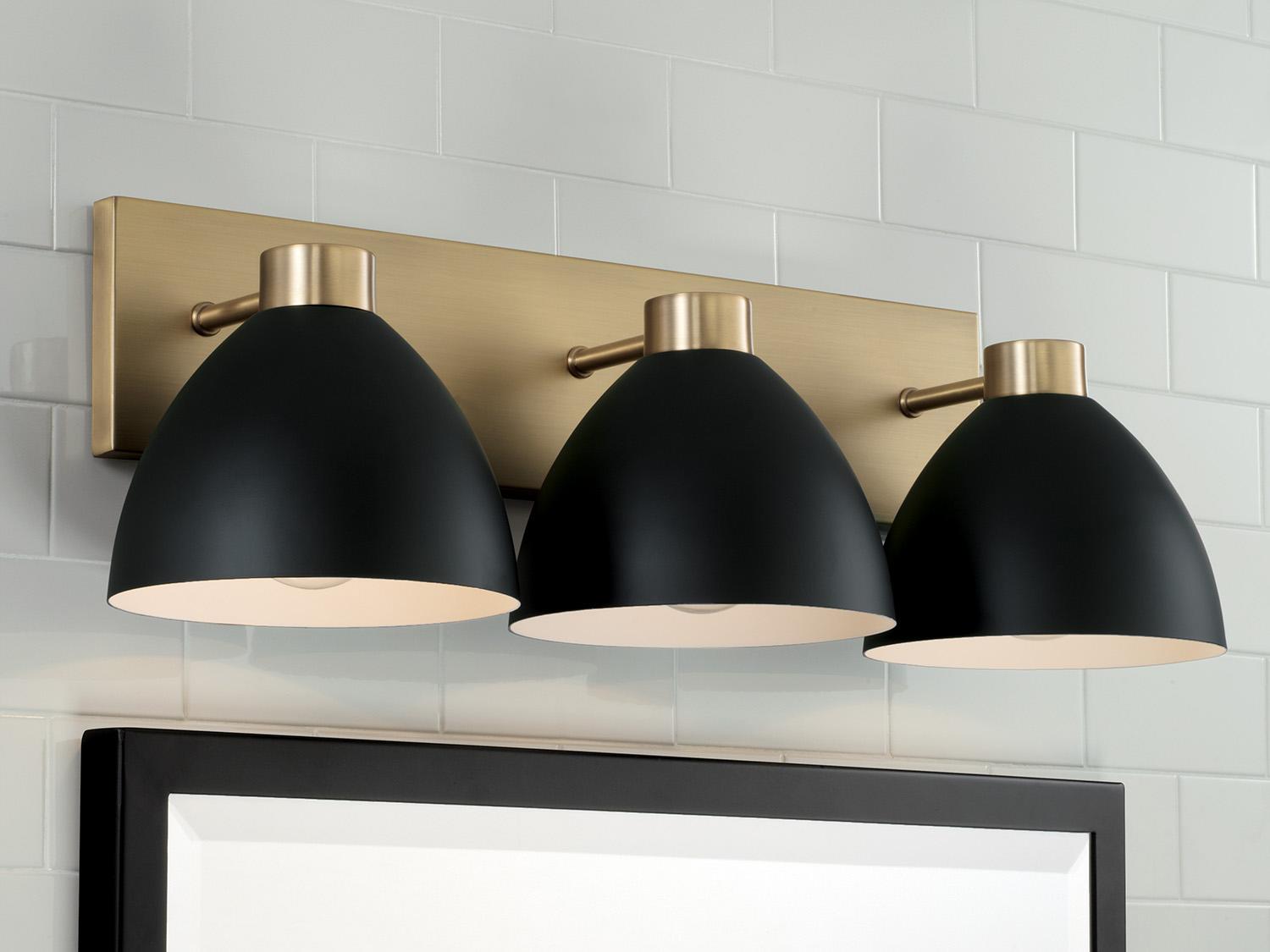 Capital Lighting Ross 3-Light Aged Brass And Black Vanity Light
