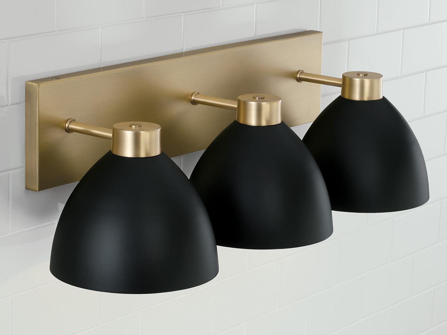 Capital Lighting Ross 3-Light Aged Brass And Black Vanity Light