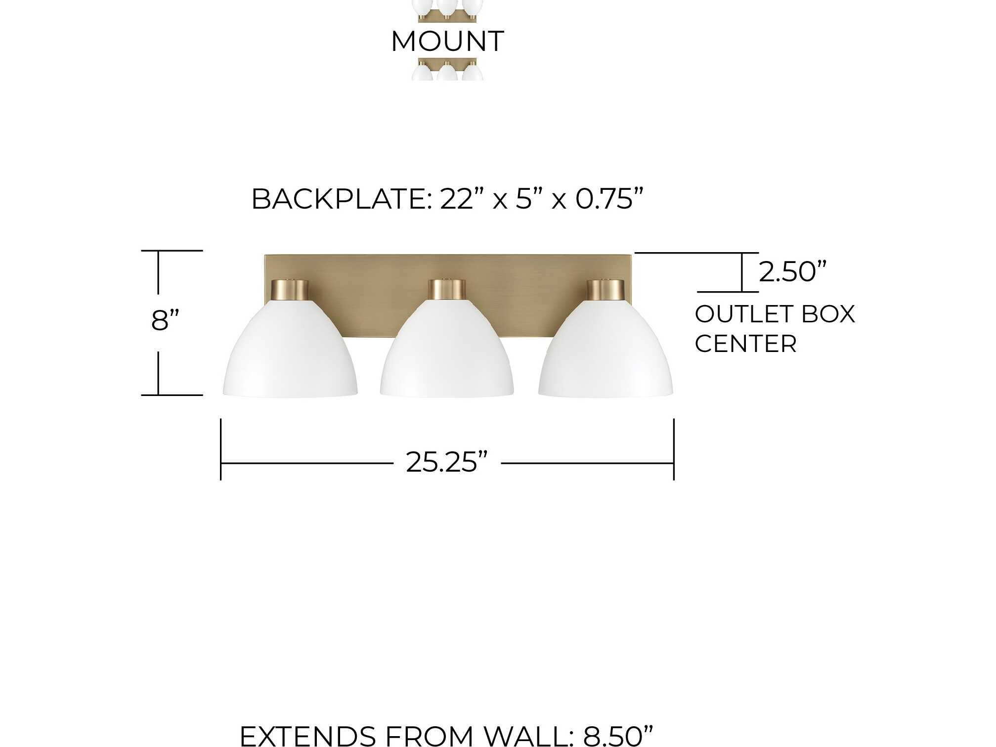 Capital Lighting Ross 3-Light Aged Brass And White Vanity Light