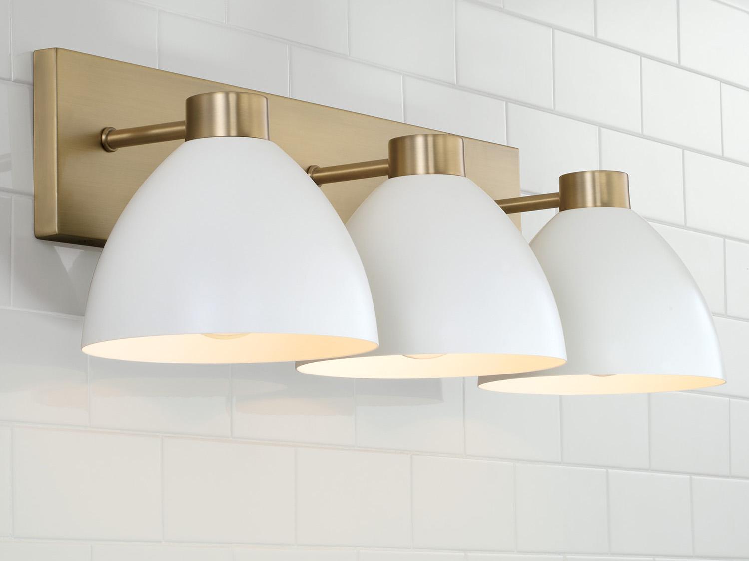 Capital Lighting Ross 3-Light Aged Brass And White Vanity Light