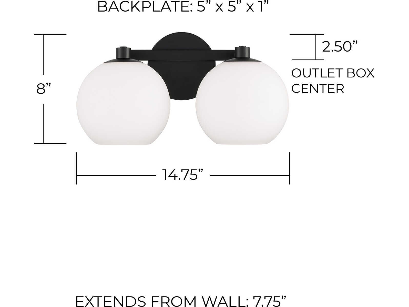 Capital Lighting Ansley 2-Light Matte Black Vanity Light