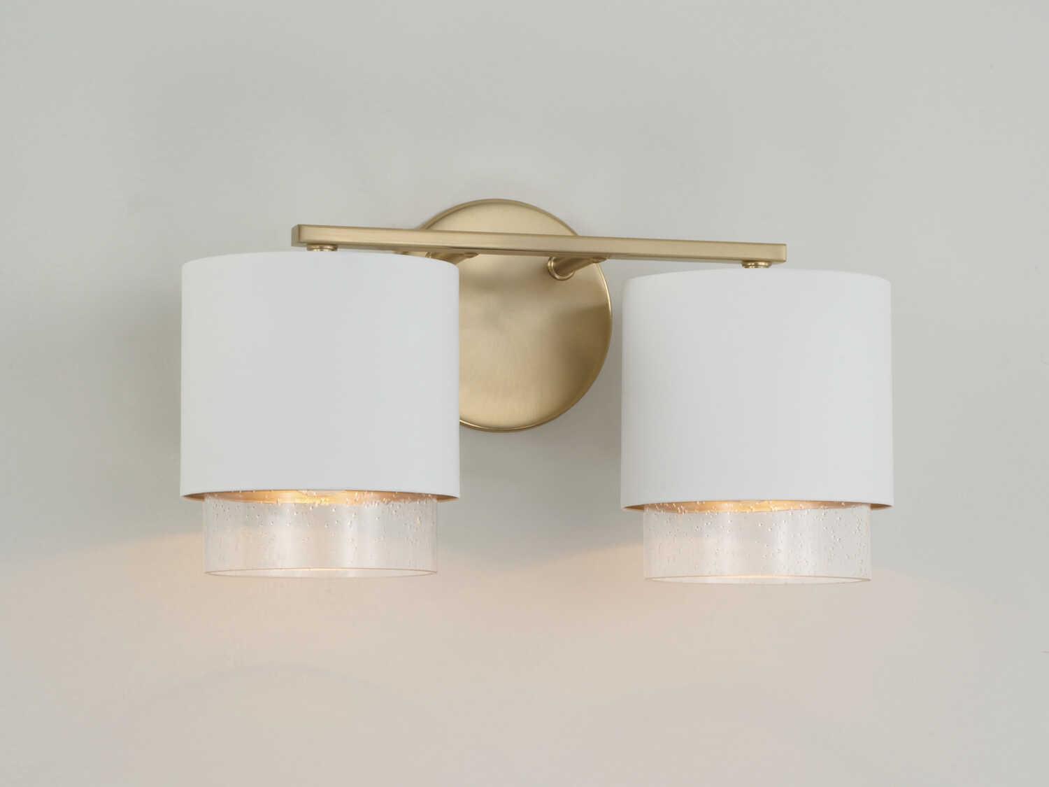 Capital Lighting Weller 2-Light Matte Brass White Vanity Light