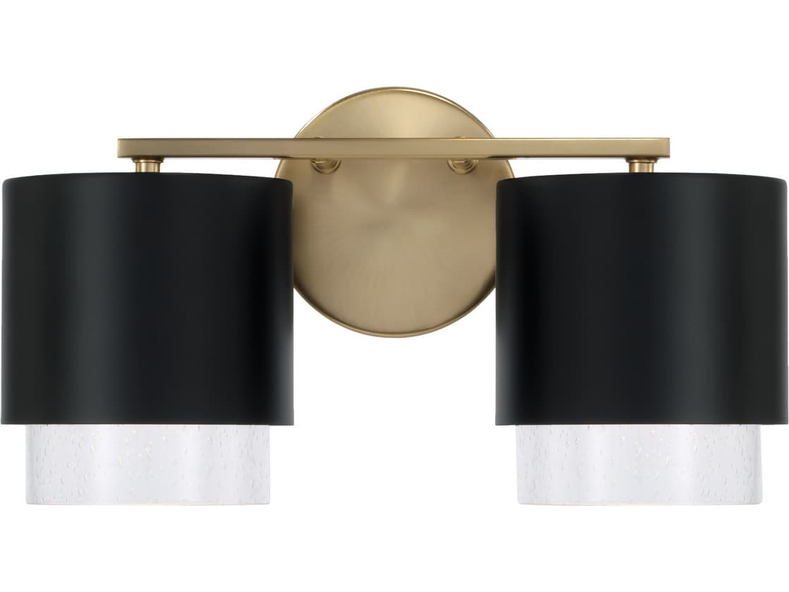 Capital Lighting Weller 2-Light Matte Brass Black Vanity Light