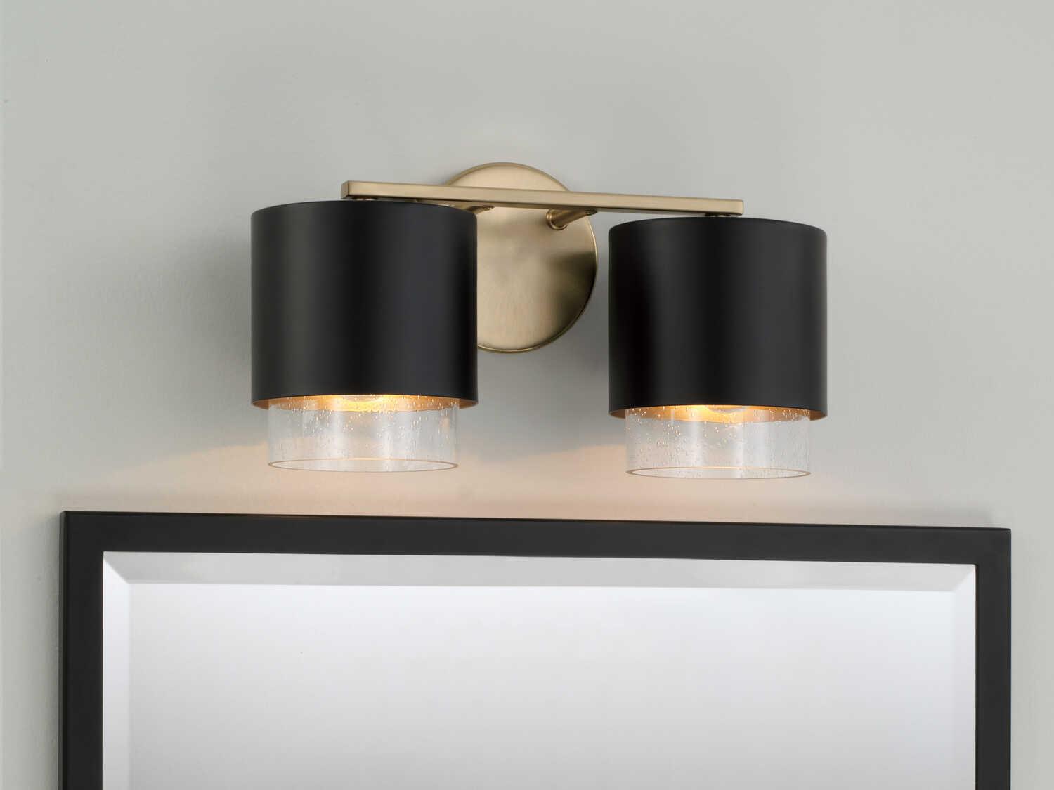 Capital Lighting Weller 2-Light Matte Brass Black Vanity Light
