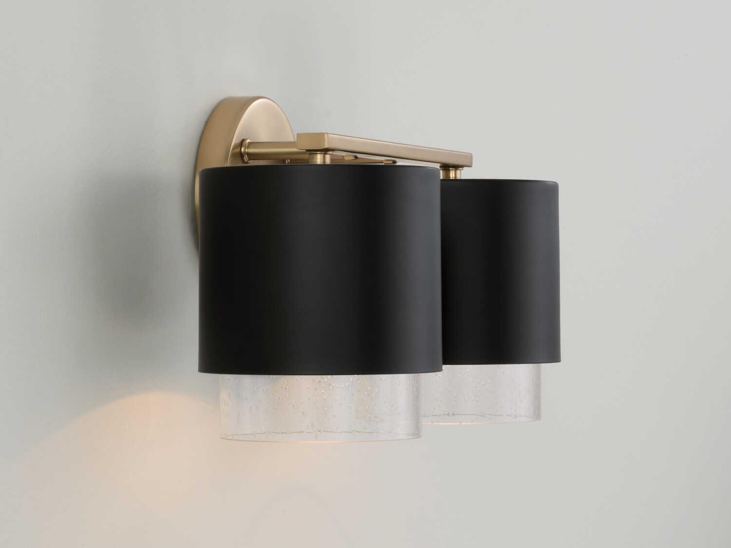 Capital Lighting Weller 2-Light Matte Brass Black Vanity Light
