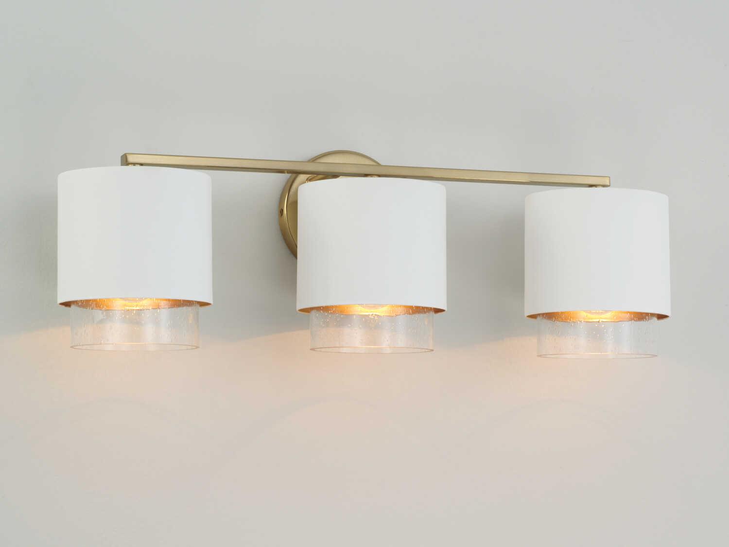 Capital Lighting Weller 3-Light Matte Brass White Vanity Light