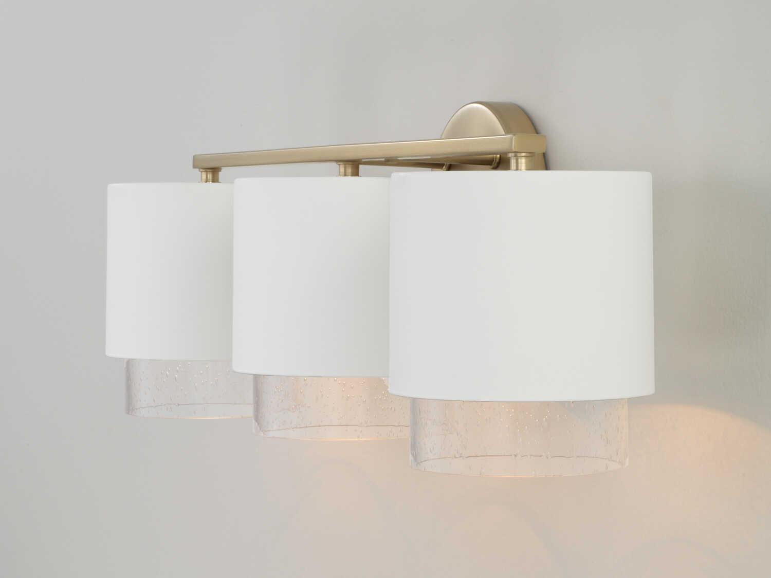 Capital Lighting Weller 3-Light Matte Brass White Vanity Light