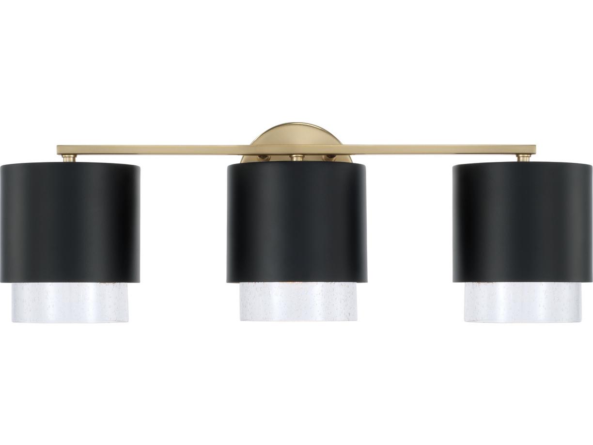 Capital Lighting Weller 3-Light Matte Brass Black Vanity Light