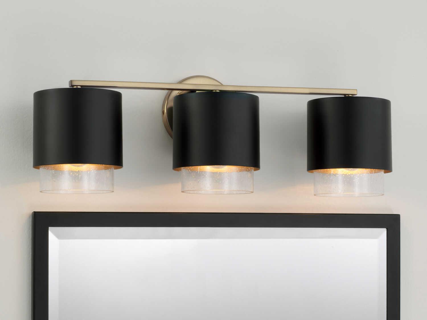 Capital Lighting Weller 3-Light Matte Brass Black Vanity Light