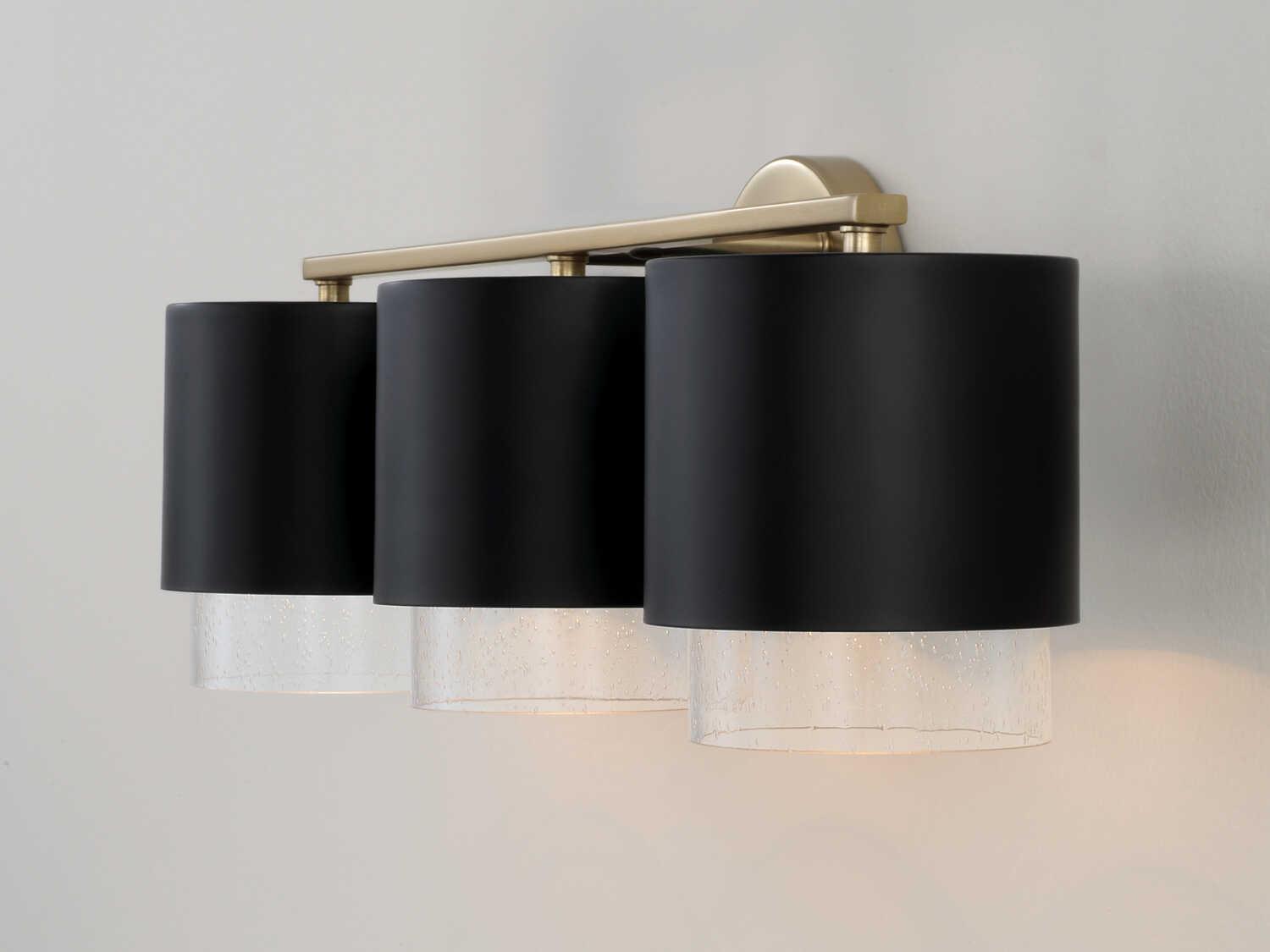 Capital Lighting Weller 3-Light Matte Brass Black Vanity Light