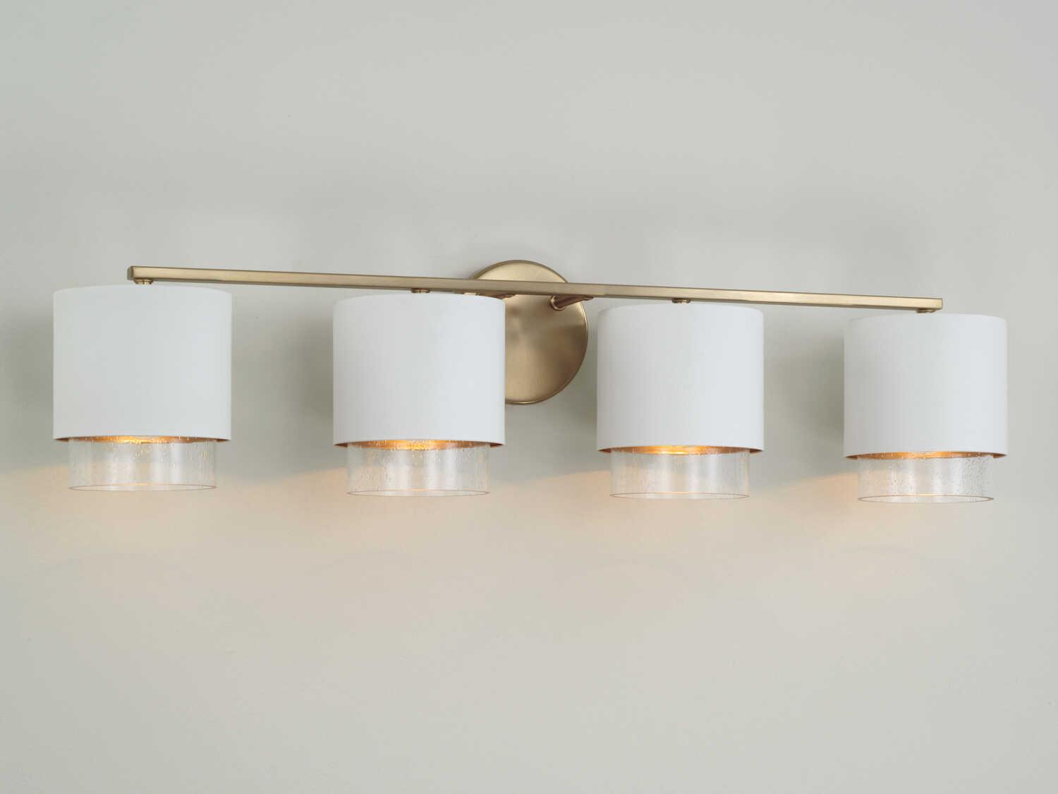 Capital Lighting Weller 4-Light Matte Brass White Vanity Light