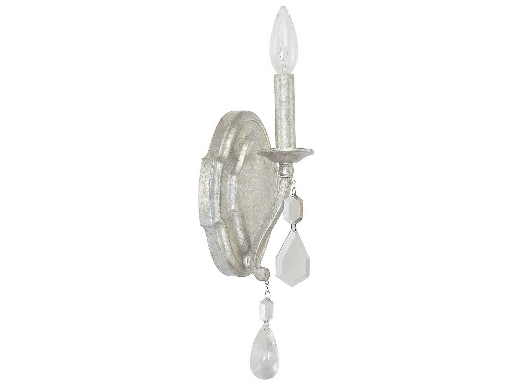 Capital Lighting Blakely 1-Light Antique Silver Crystal Wall Sconce